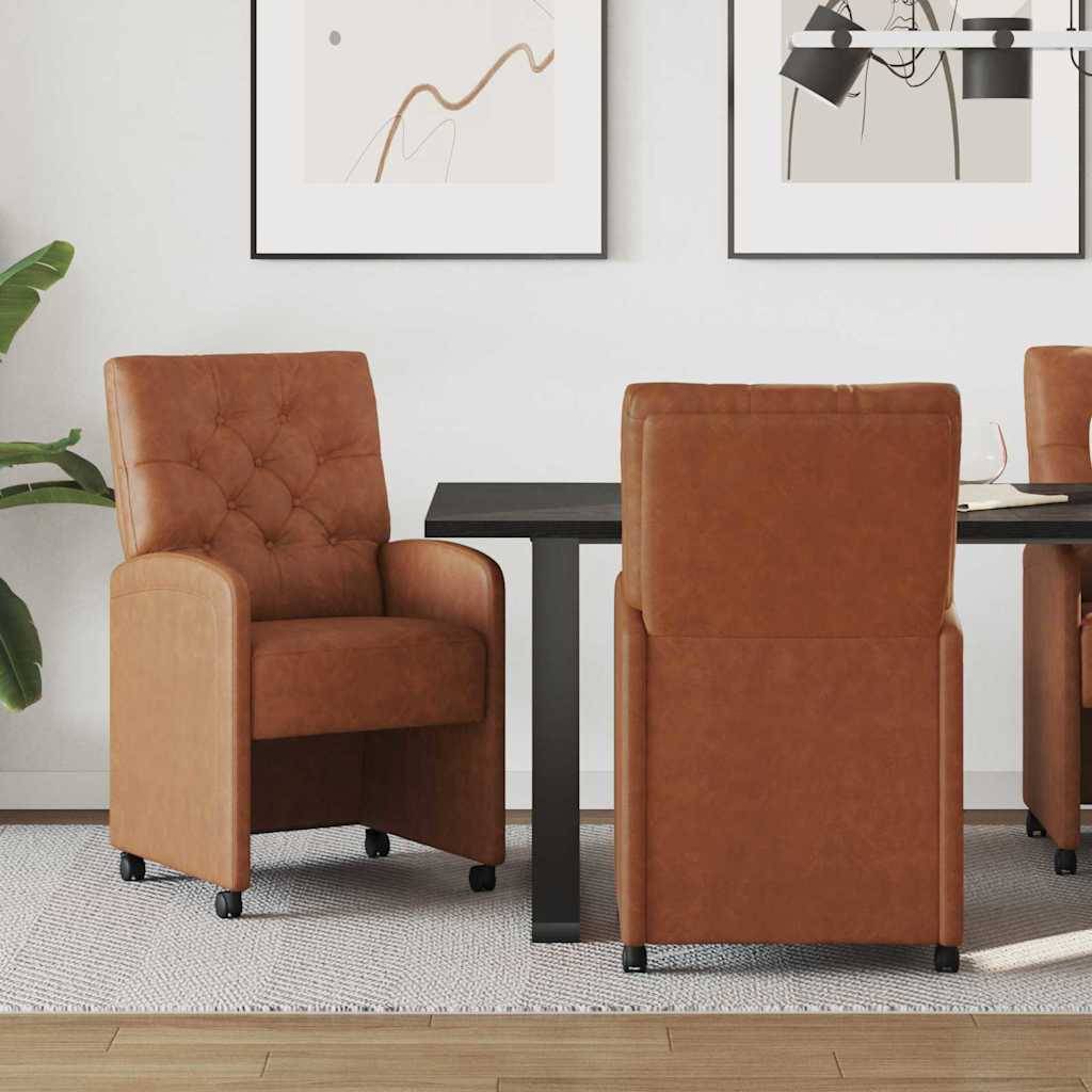 vidaXL Esszimmerstühle mit Rollen 2 pcs Braun 58 x 67 x 97 cm