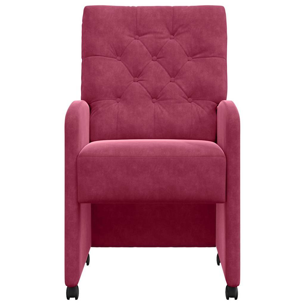 vidaXL Esszimmerstühle mit Rollen 2 pcs Weinrot 58 x 67 x 97 cm Samt