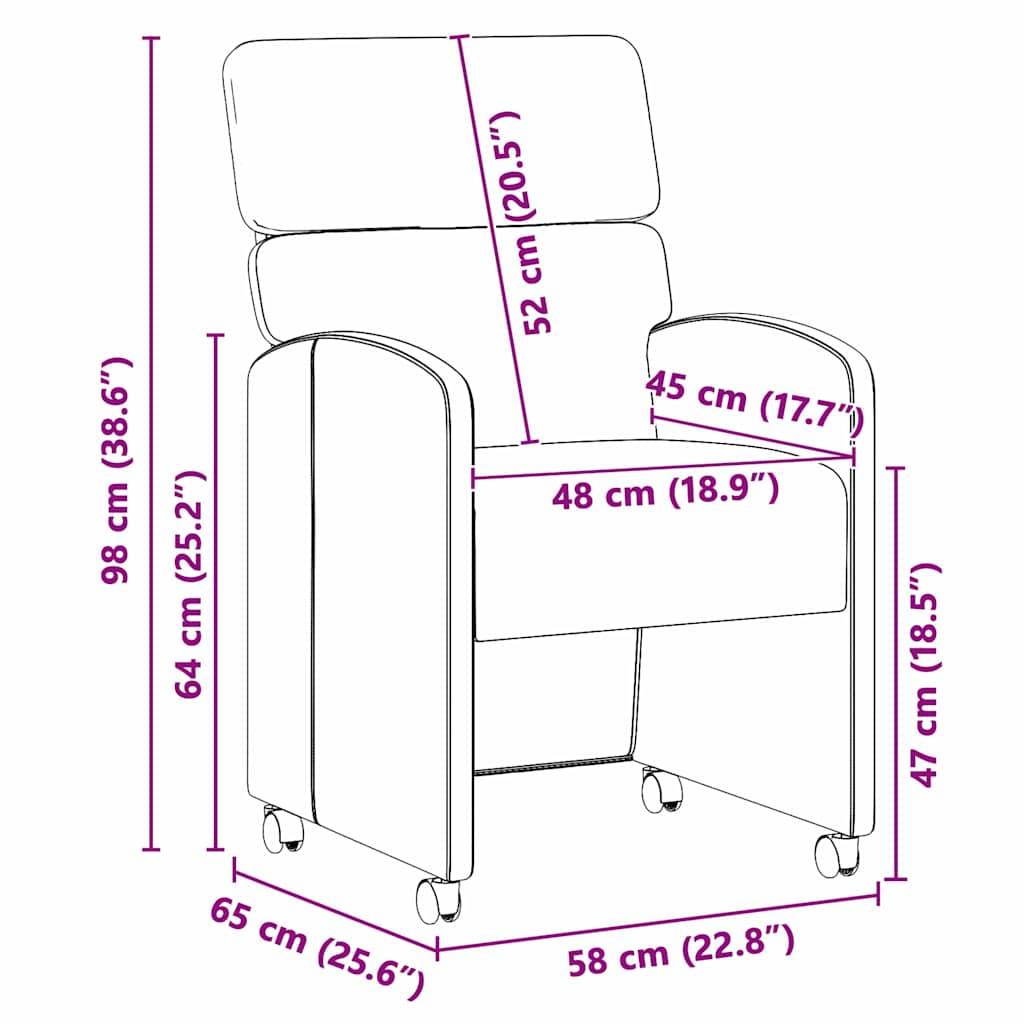 vidaXL Esszimmerstühle mit Rollen 2 pcs Meergrün 58 x 65 x 98 cm Samt