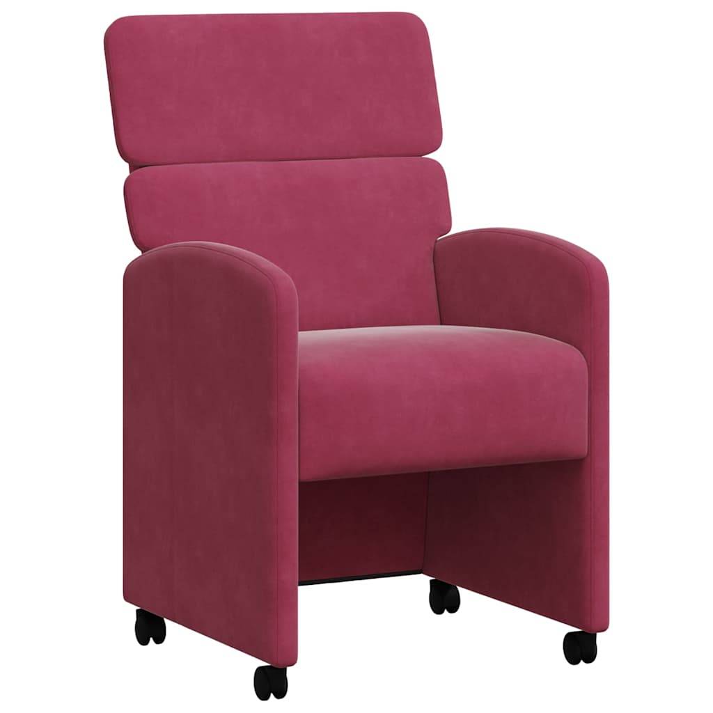 vidaXL Esszimmerstühle mit Rollen 2 pcs Weinrot 58 x 65 x 98 cm Samt
