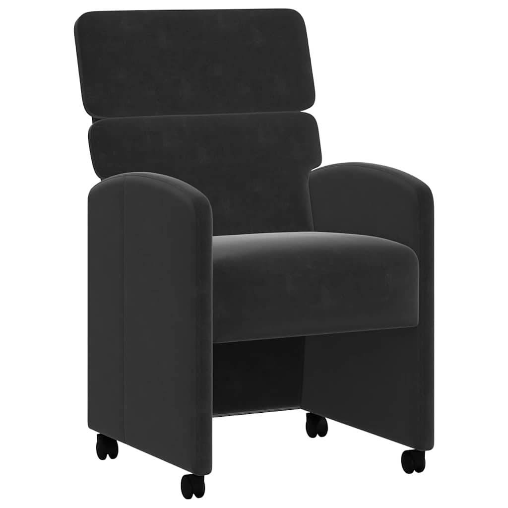 vidaXL Esszimmerstühle mit Rollen 2 pcs Schwarz 58 x 65 x 98 cm Samt