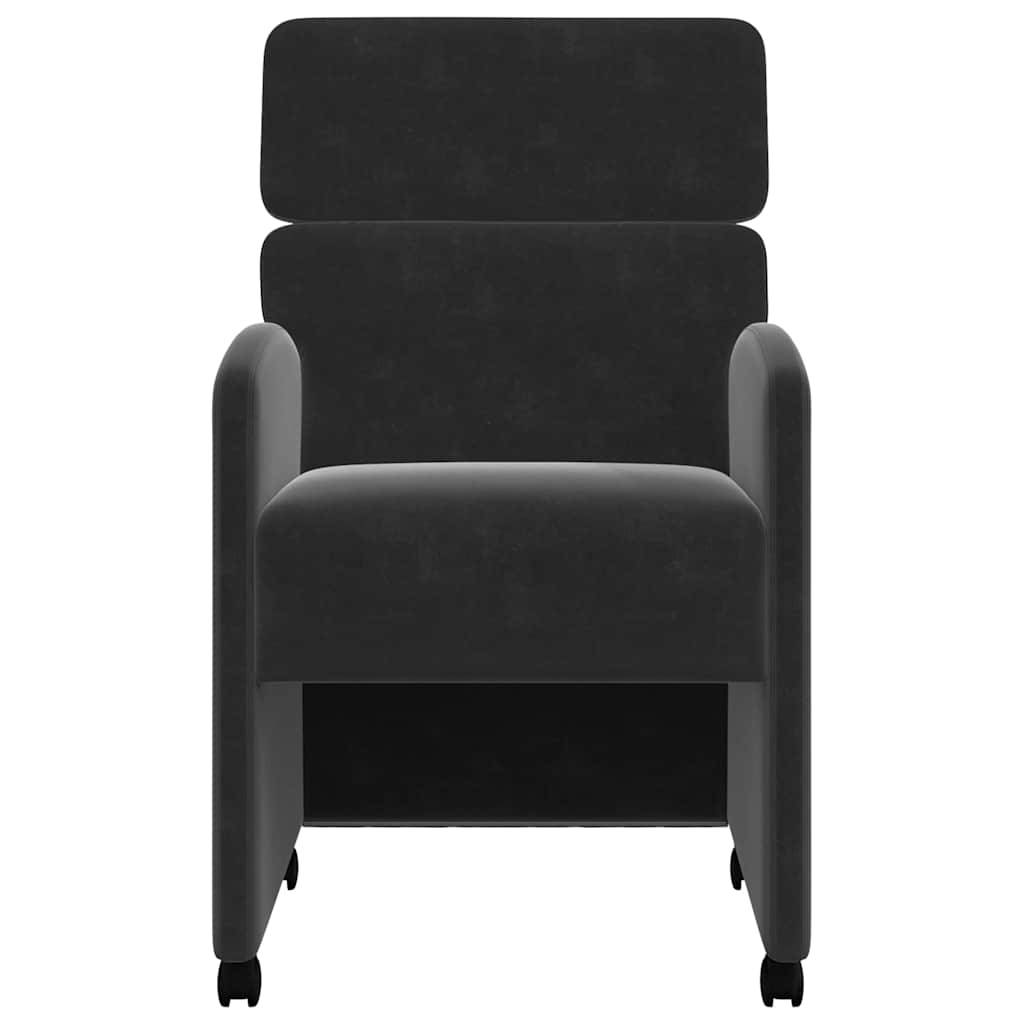 vidaXL Esszimmerstühle mit Rollen 2 pcs Schwarz 58 x 65 x 98 cm Samt