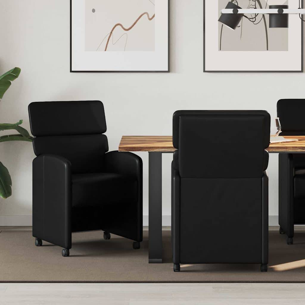 vidaXL Esszimmerstühle mit Rollen 2 pcs Schwarz 58 x 65 x 98 cm