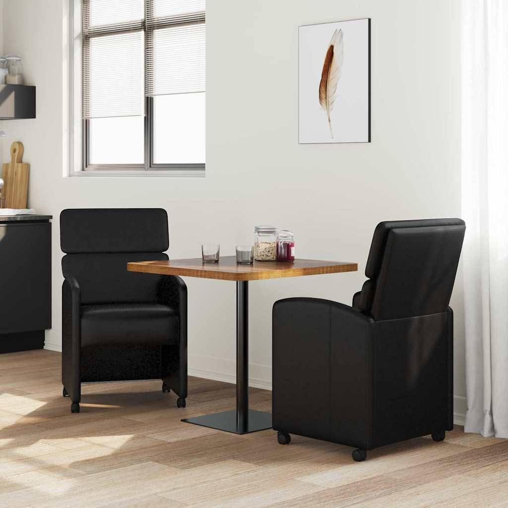 vidaXL Esszimmerstühle mit Rollen 2 pcs Schwarz 58 x 65 x 98 cm