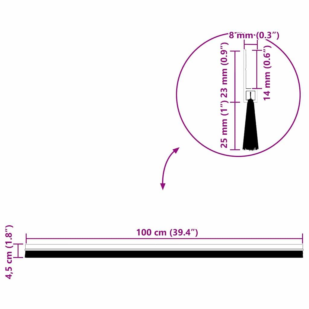 vidaXL Selbstklebende Türbürstendichtungen 2 pcs Schwarz 100 cm