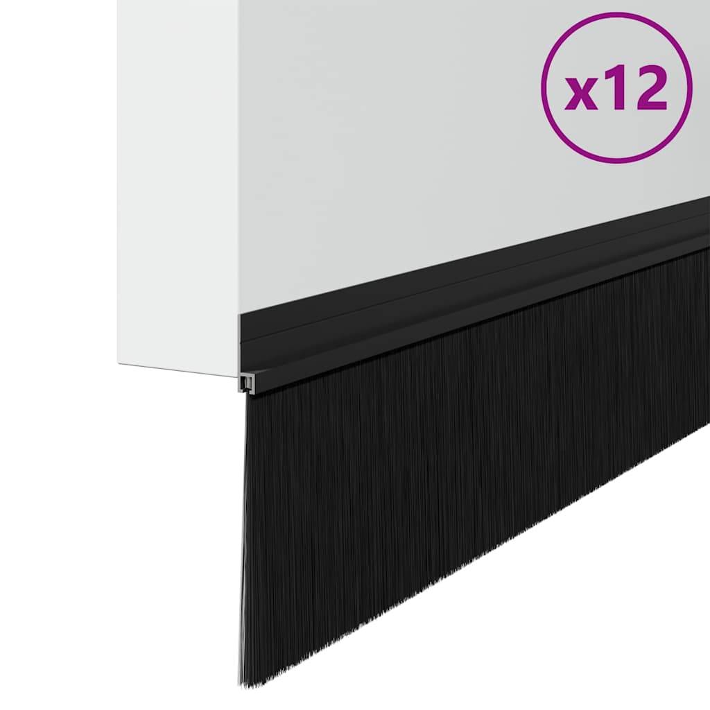 vidaXL Selbstklebende Türbürstendichtungen 12 pcs Schwarz 100 cm