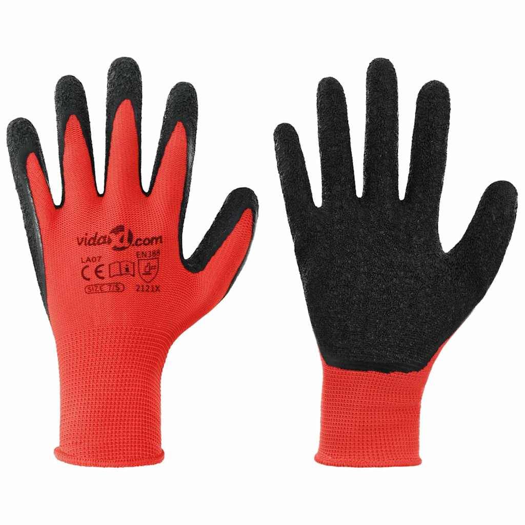 vidaXL Arbeitshandschuhe 12 pcs Rot und Schwarz 7 / S Latexbeschichtung