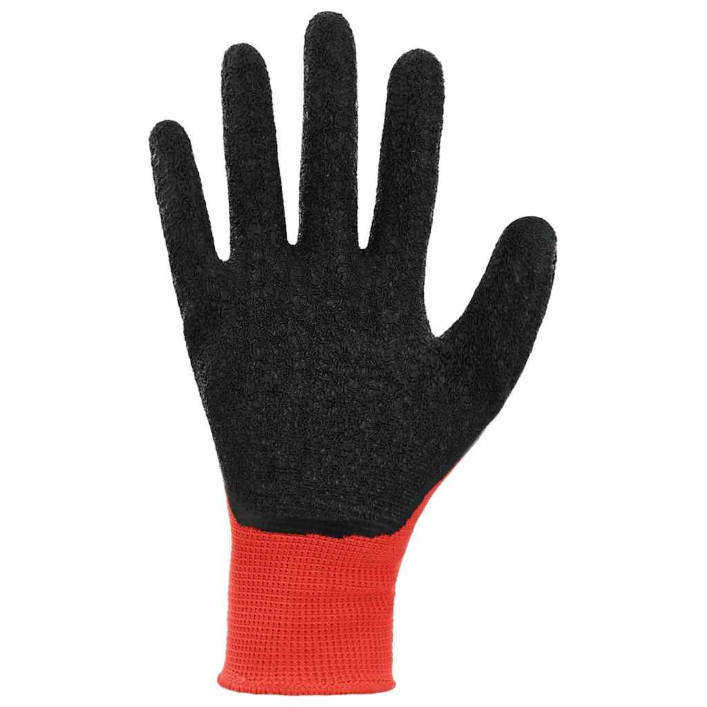 vidaXL Arbeitshandschuhe 12 pcs Rot und Schwarz 7 / S Latexbeschichtung