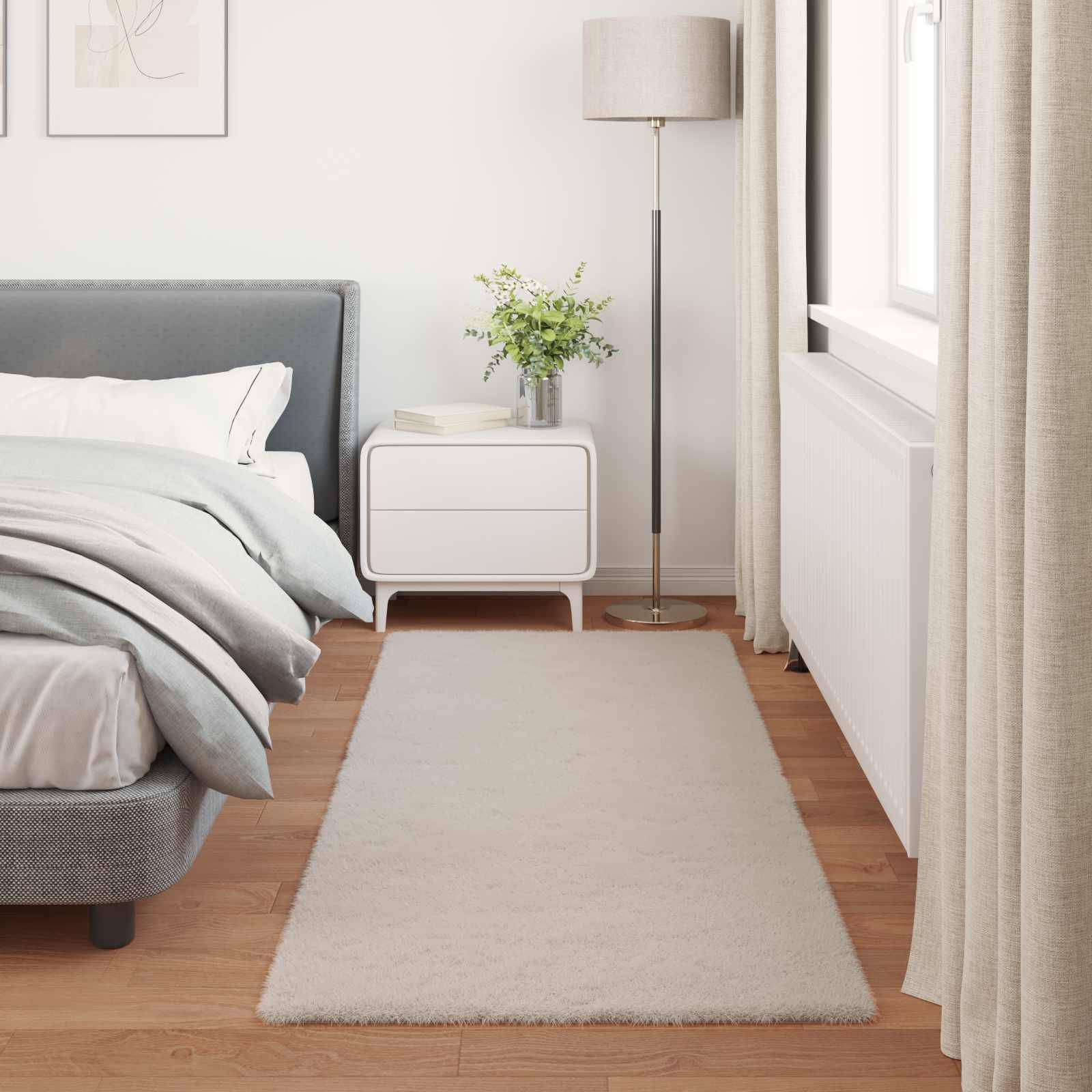 vidaXL Rutschfester Teppich aus Kunstkaninchenfell OLITE Beige