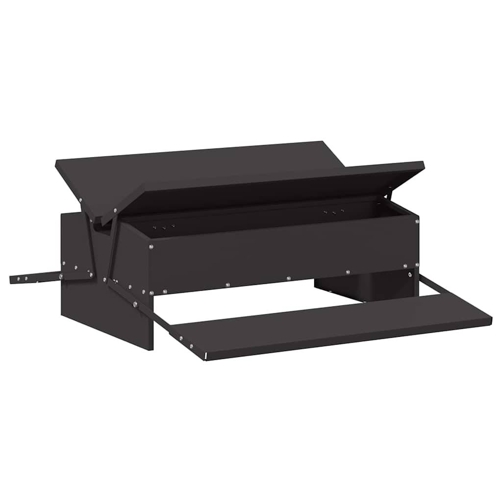vidaXL Hühnertretfeeder Schwarz 75 x 53 x 20,5 cm Kaltgewalzter Stahl
