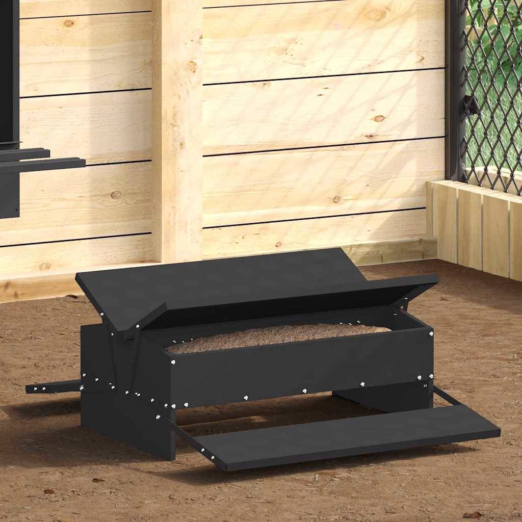 vidaXL Hühnertretfeeder Schwarz 75 x 53 x 20,5 cm Kaltgewalzter Stahl