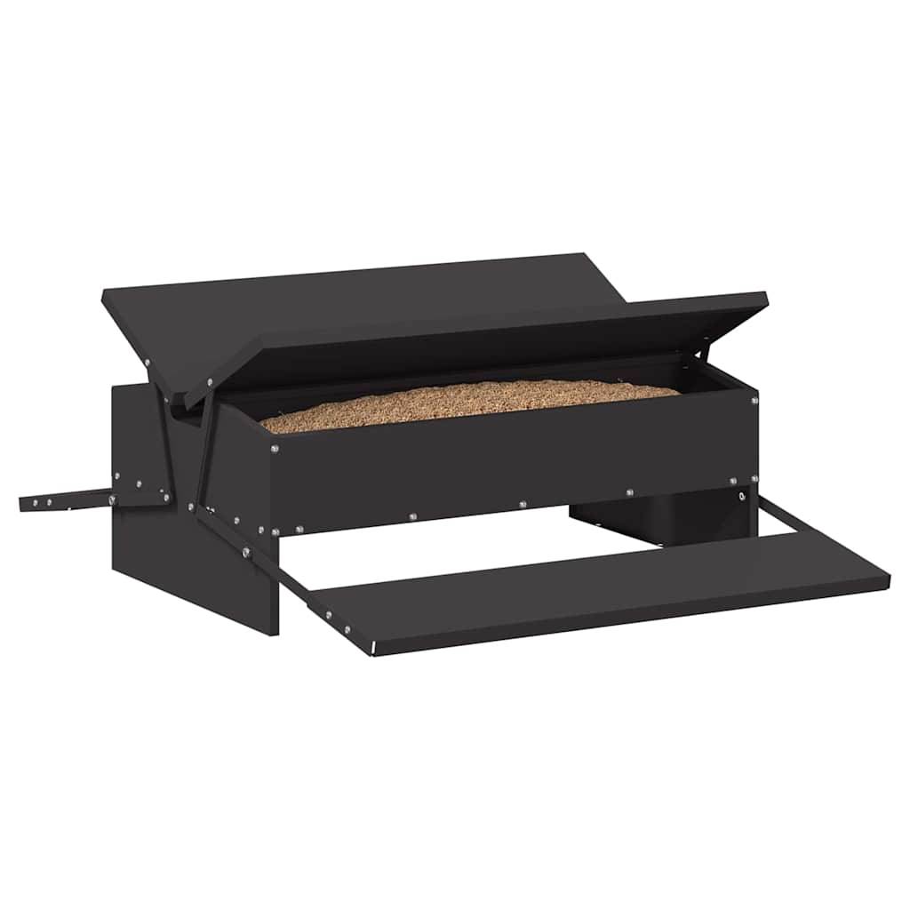 vidaXL Hühnertretfeeder Schwarz 75 x 53 x 20,5 cm Kaltgewalzter Stahl