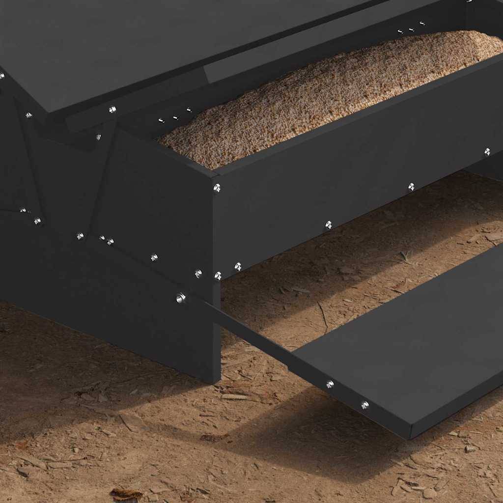 vidaXL Hühnertretfeeder Schwarz 75 x 53 x 20,5 cm Kaltgewalzter Stahl