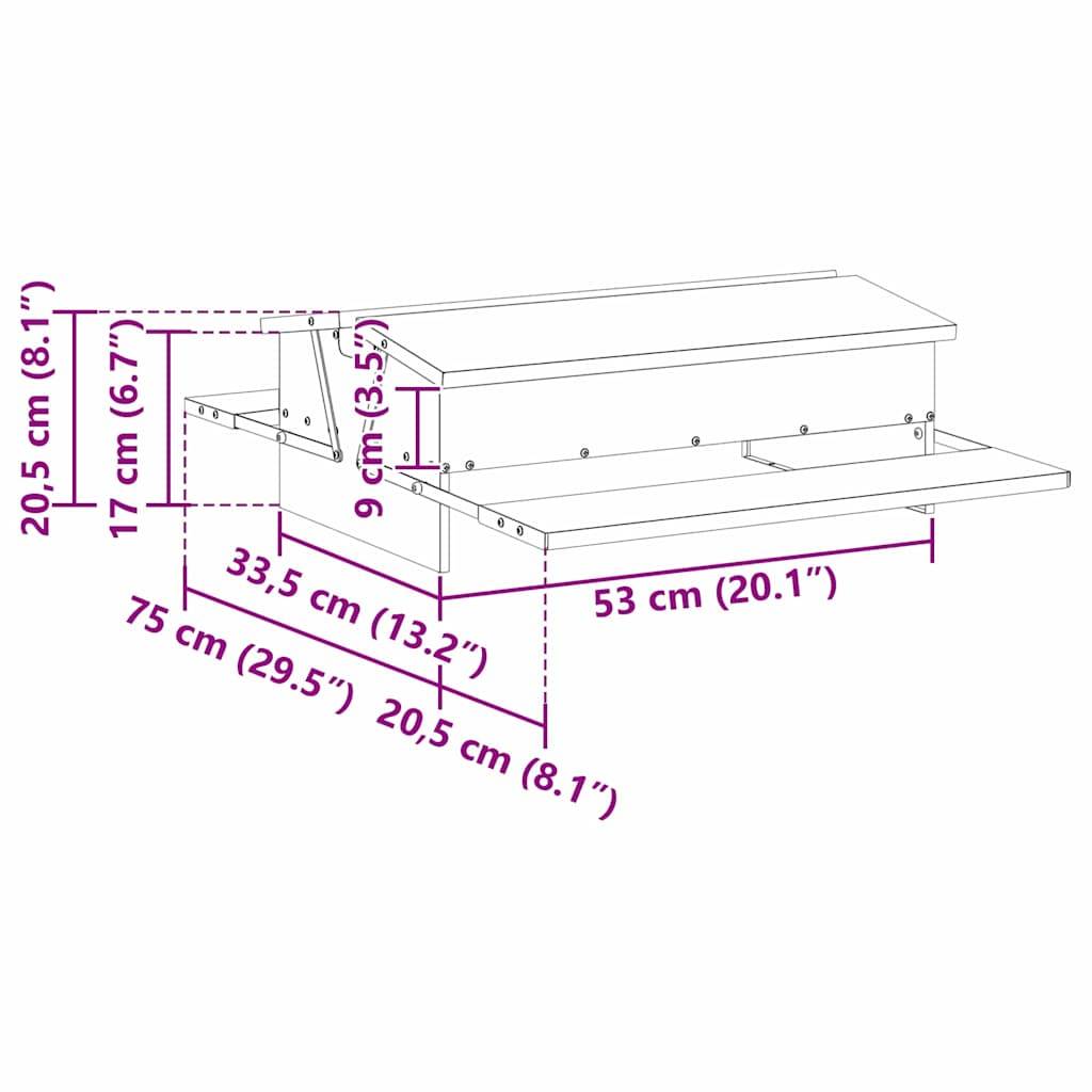 vidaXL Hühnertretfeeder Schwarz 75 x 53 x 20,5 cm Kaltgewalzter Stahl