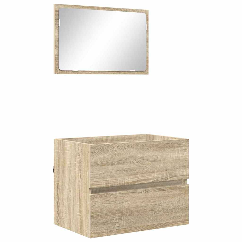 vidaXL Badezimmermöbel-Set mit Schubladen Sonoma-Eiche Holzwerkstoff