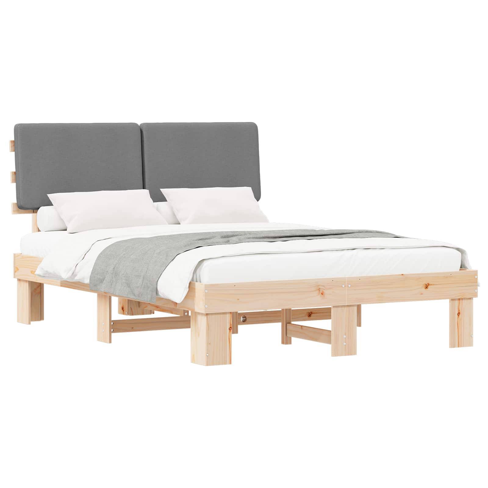 vidaXL Bettgestell mit gepolstertem Kopfteil Hellgrau 120 x 190 cm