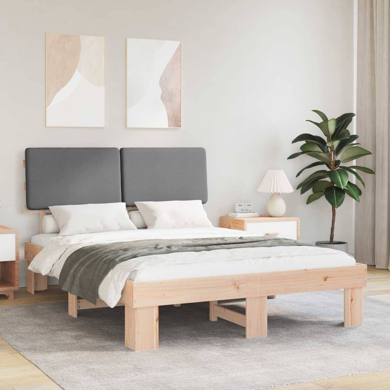 vidaXL Bettgestell mit gepolstertem Kopfteil Hellgrau 120 x 190 cm