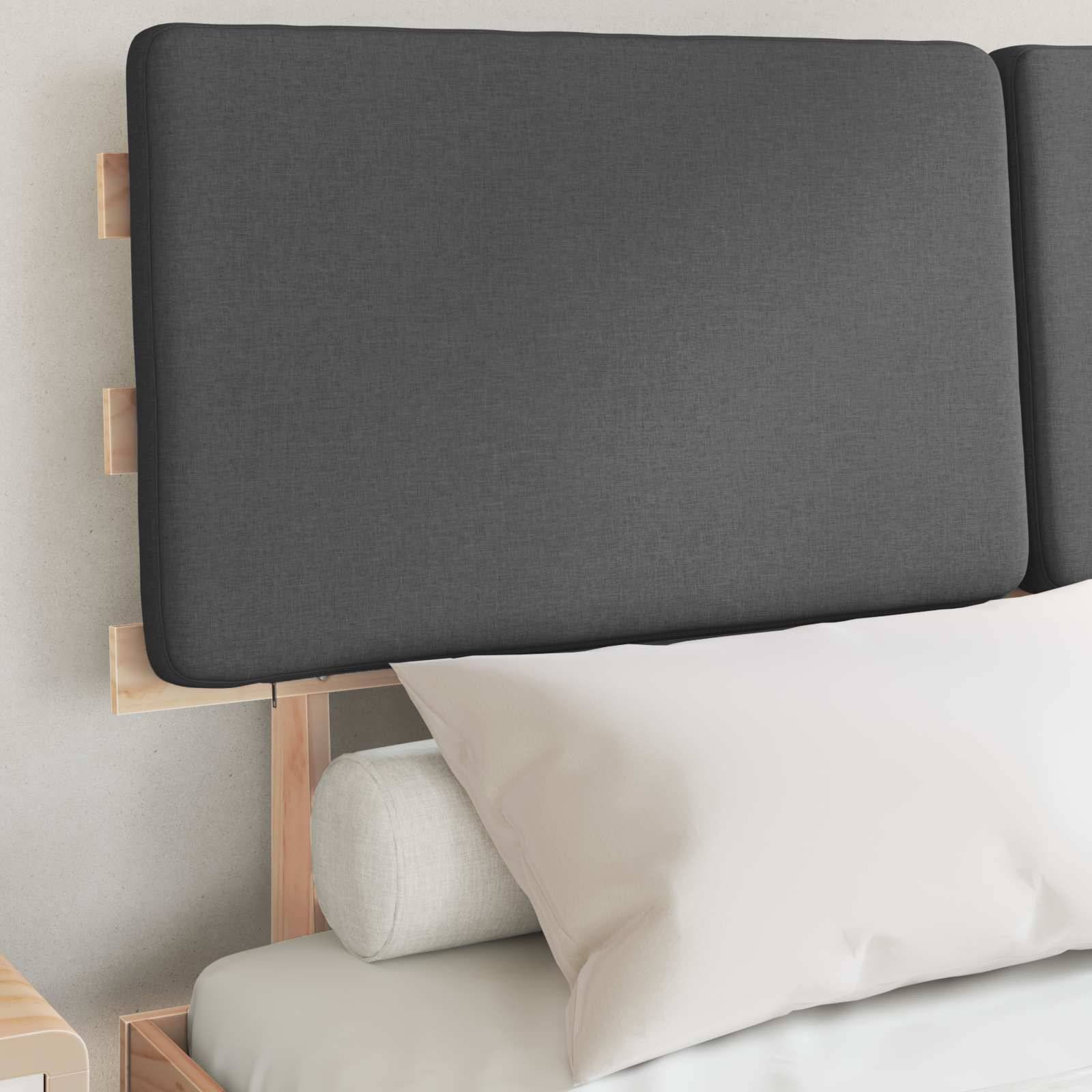 vidaXL Bettgestell mit gepolstertem Kopfteil Dunkelgrau 140 x 190 cm