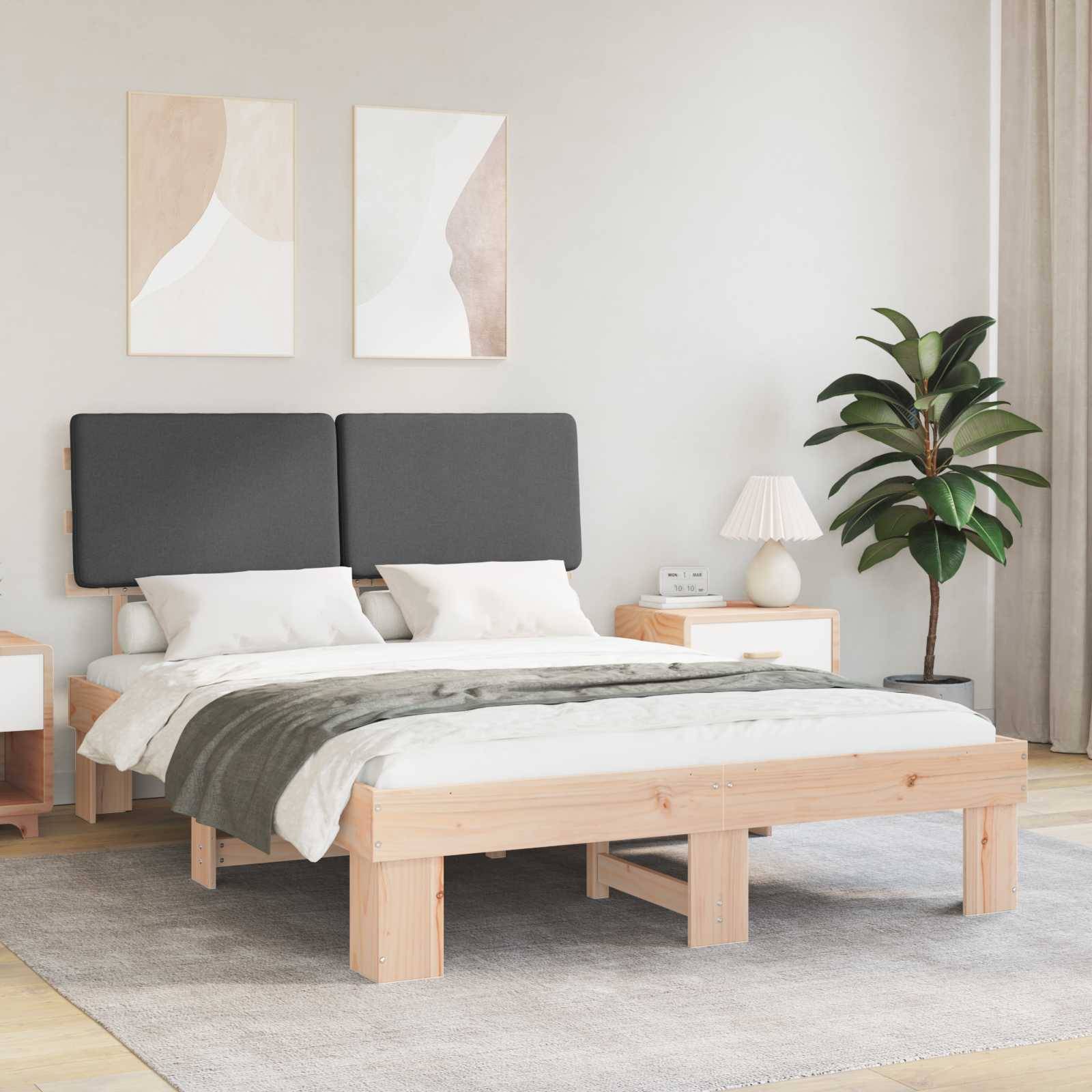 vidaXL Bettgestell mit gepolstertem Kopfteil Dunkelgrau 120 x 190 cm