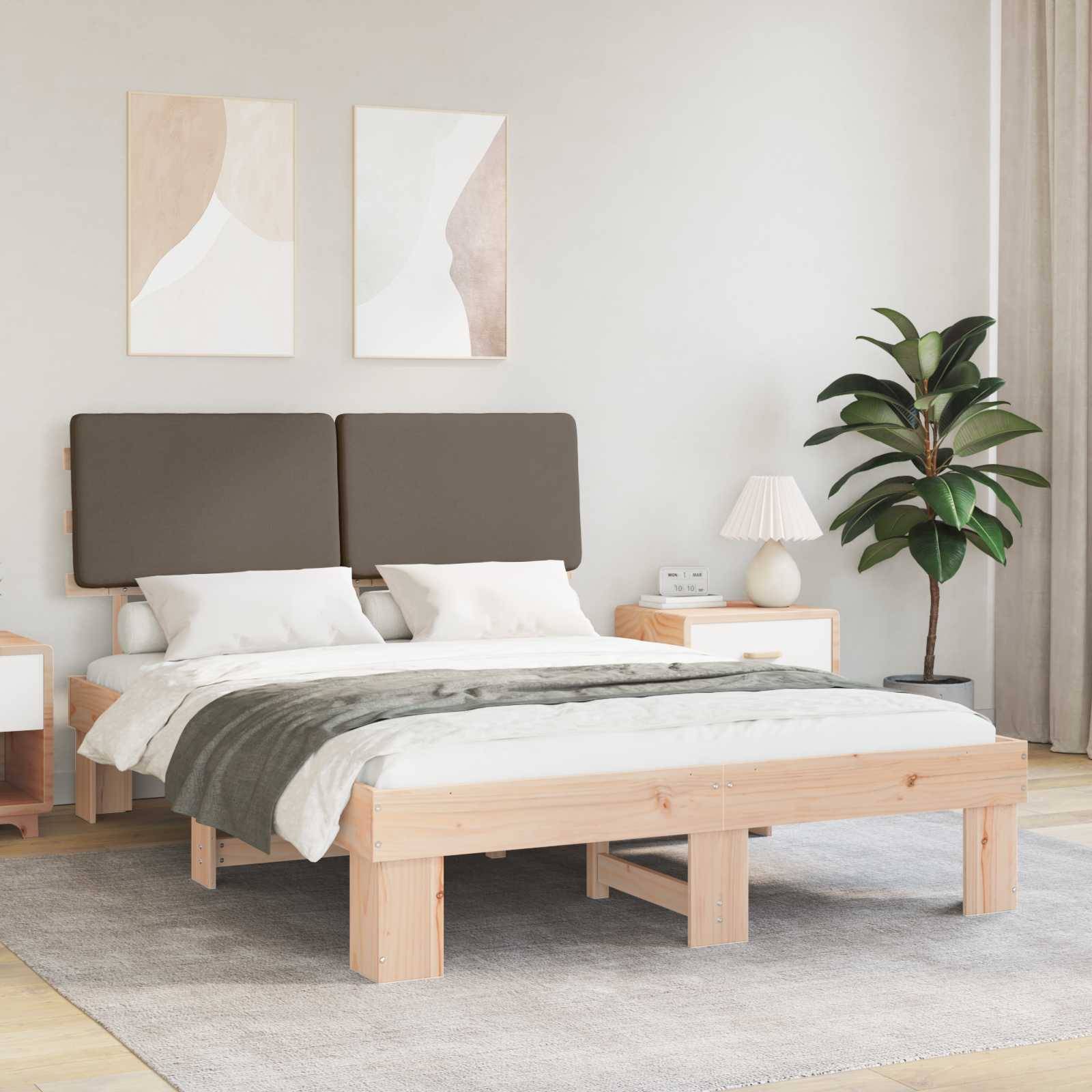 vidaXL Bettgestell mit gepolstertem Kopfteil Taupe 120 x 190 cm
