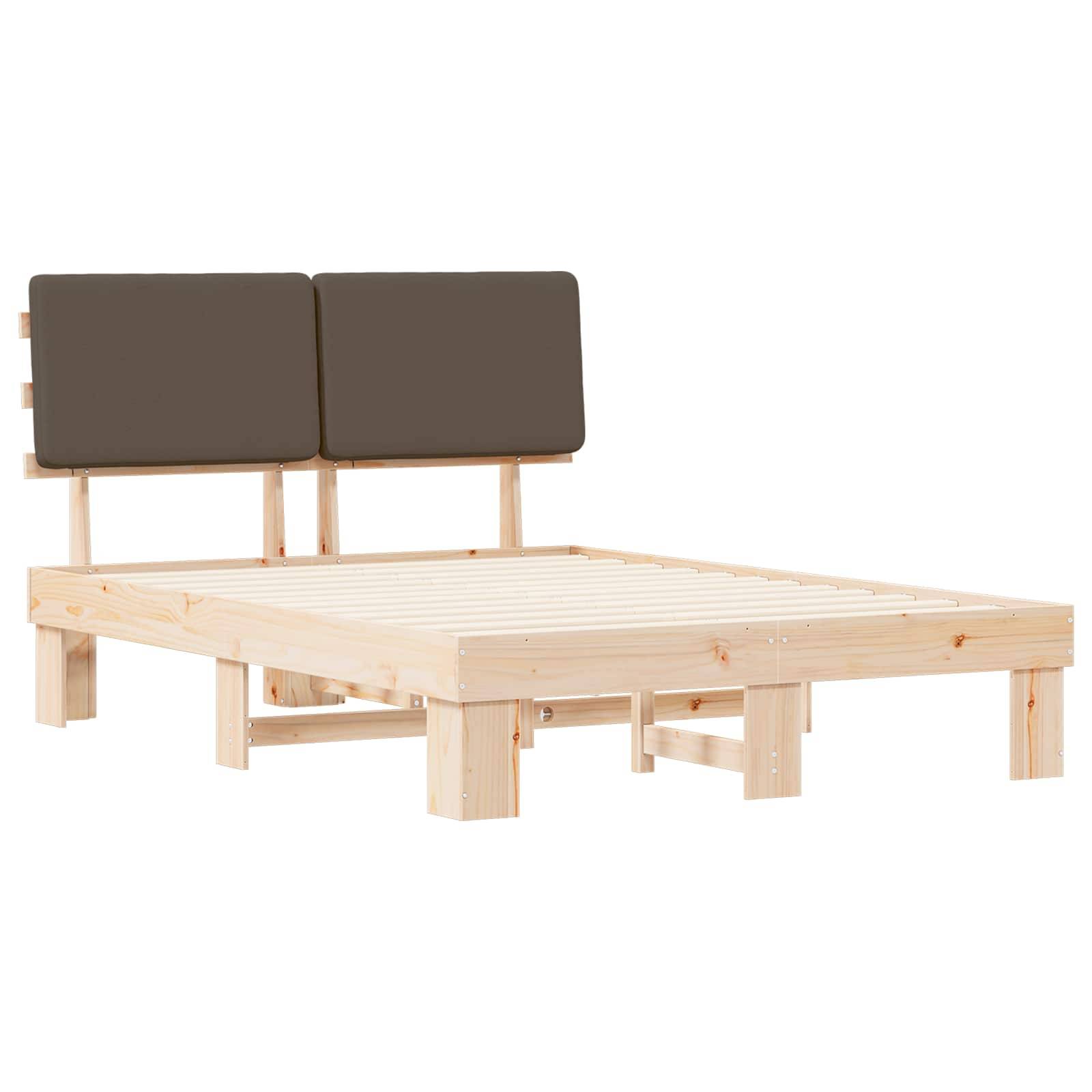 vidaXL Bettgestell mit gepolstertem Kopfteil Taupe 120 x 190 cm