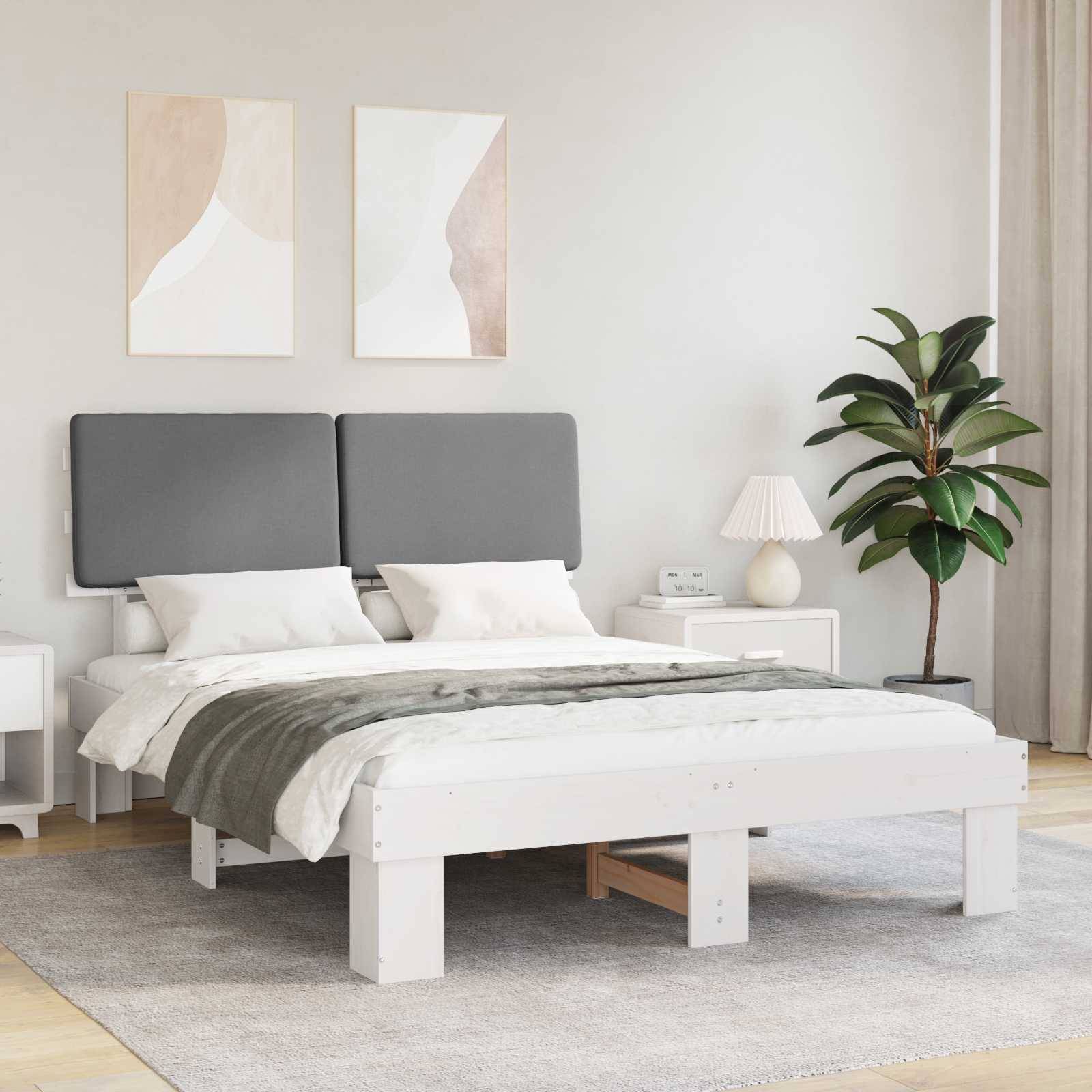 vidaXL Bettgestell mit gepolstertem Kopfteil Hellgrau 160 x 200 cm