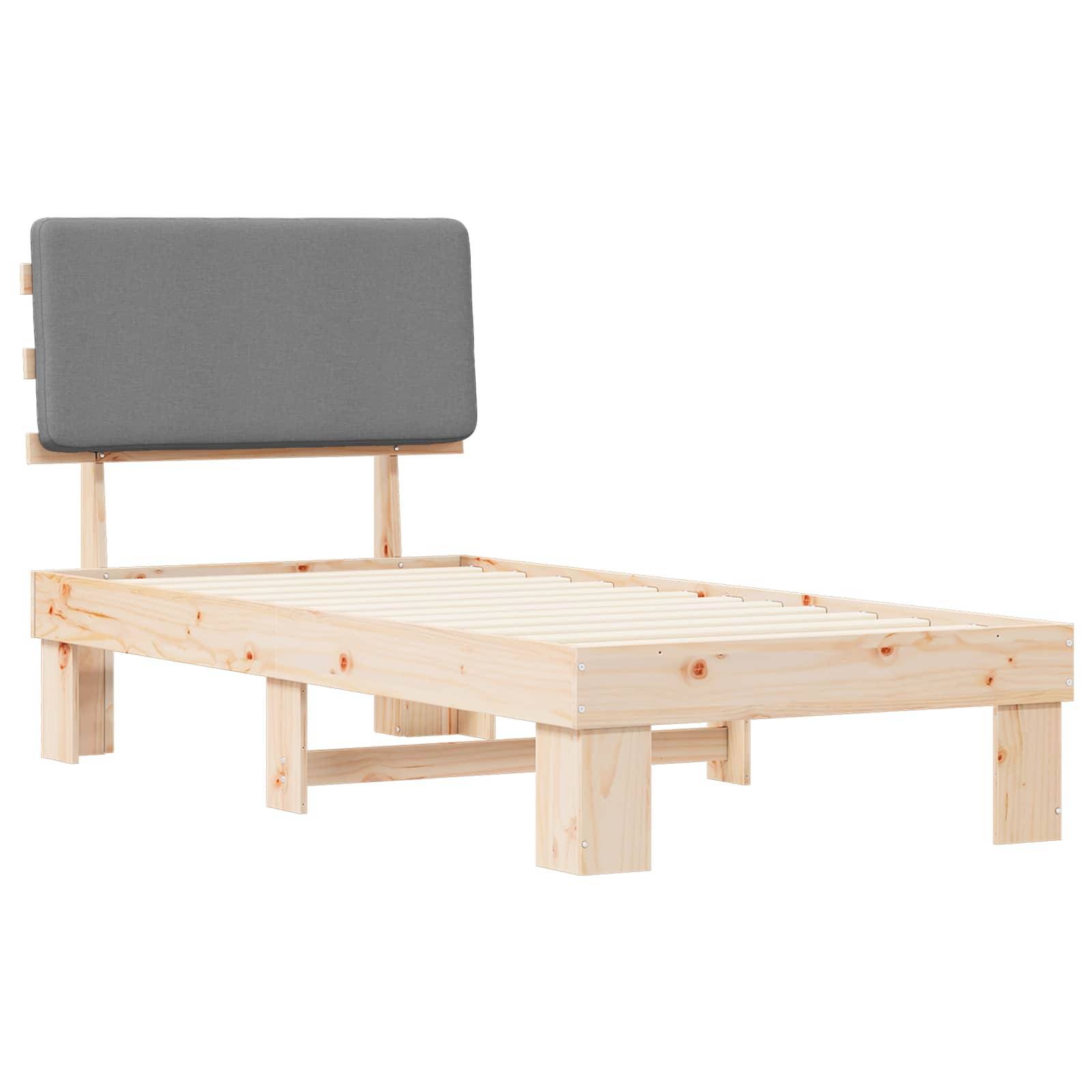 vidaXL Bettgestell mit gepolstertem Kopfteil Hellgrau 100 x 200 cm