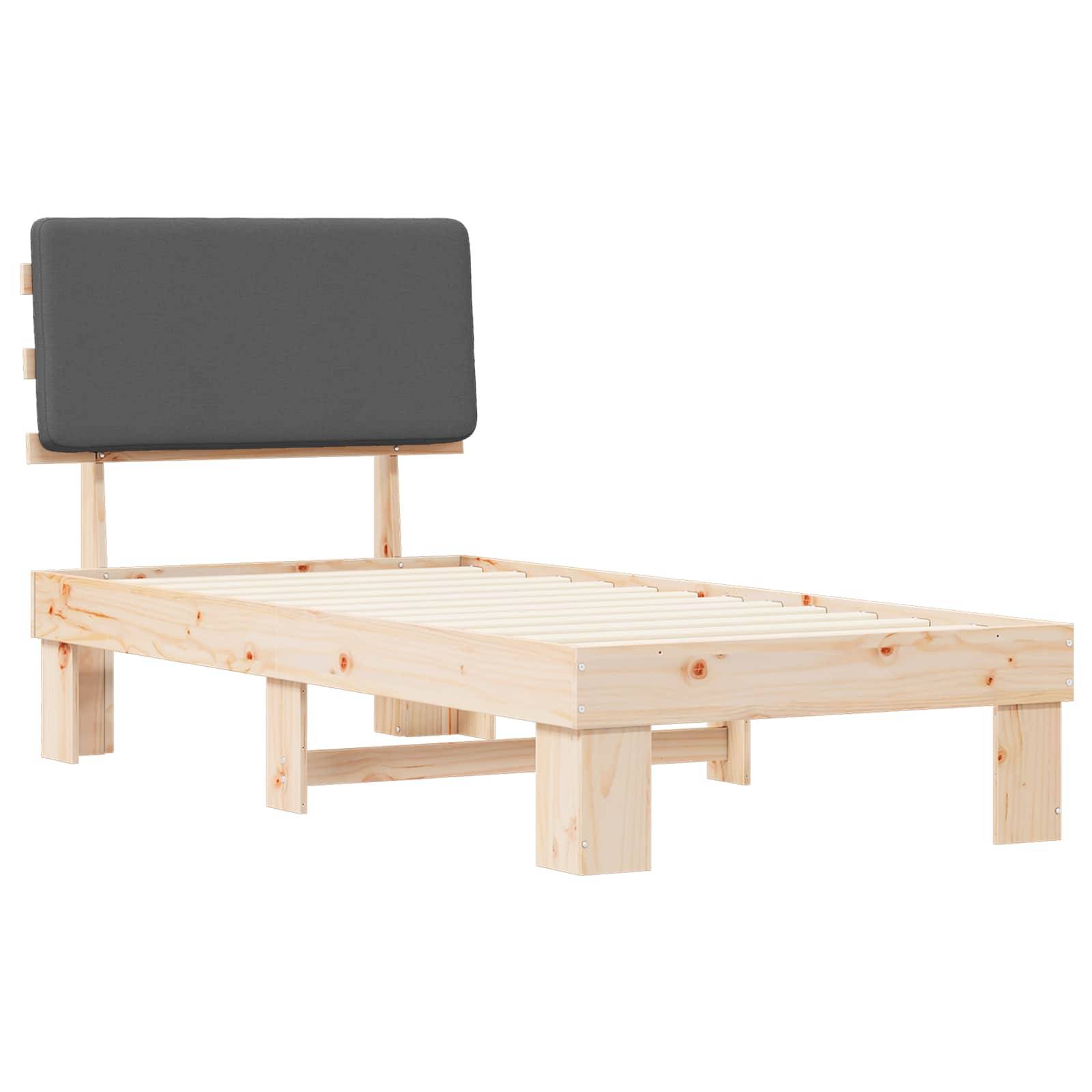 vidaXL Bettgestell mit gepolstertem Kopfteil Dunkelgrau 90 x 200 cm