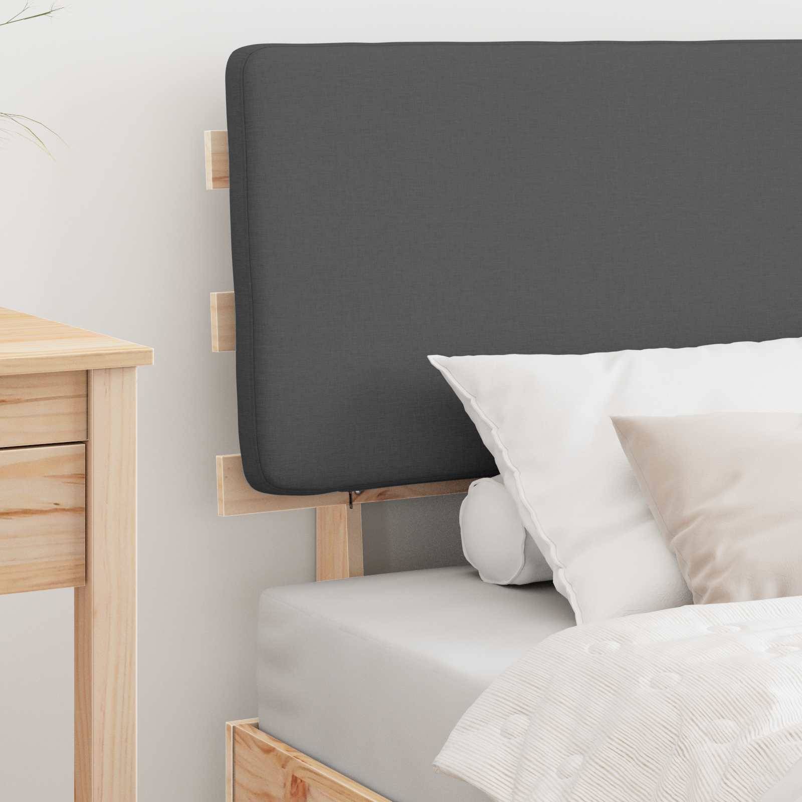 vidaXL Bettgestell mit gepolstertem Kopfteil Dunkelgrau 75 x 190 cm