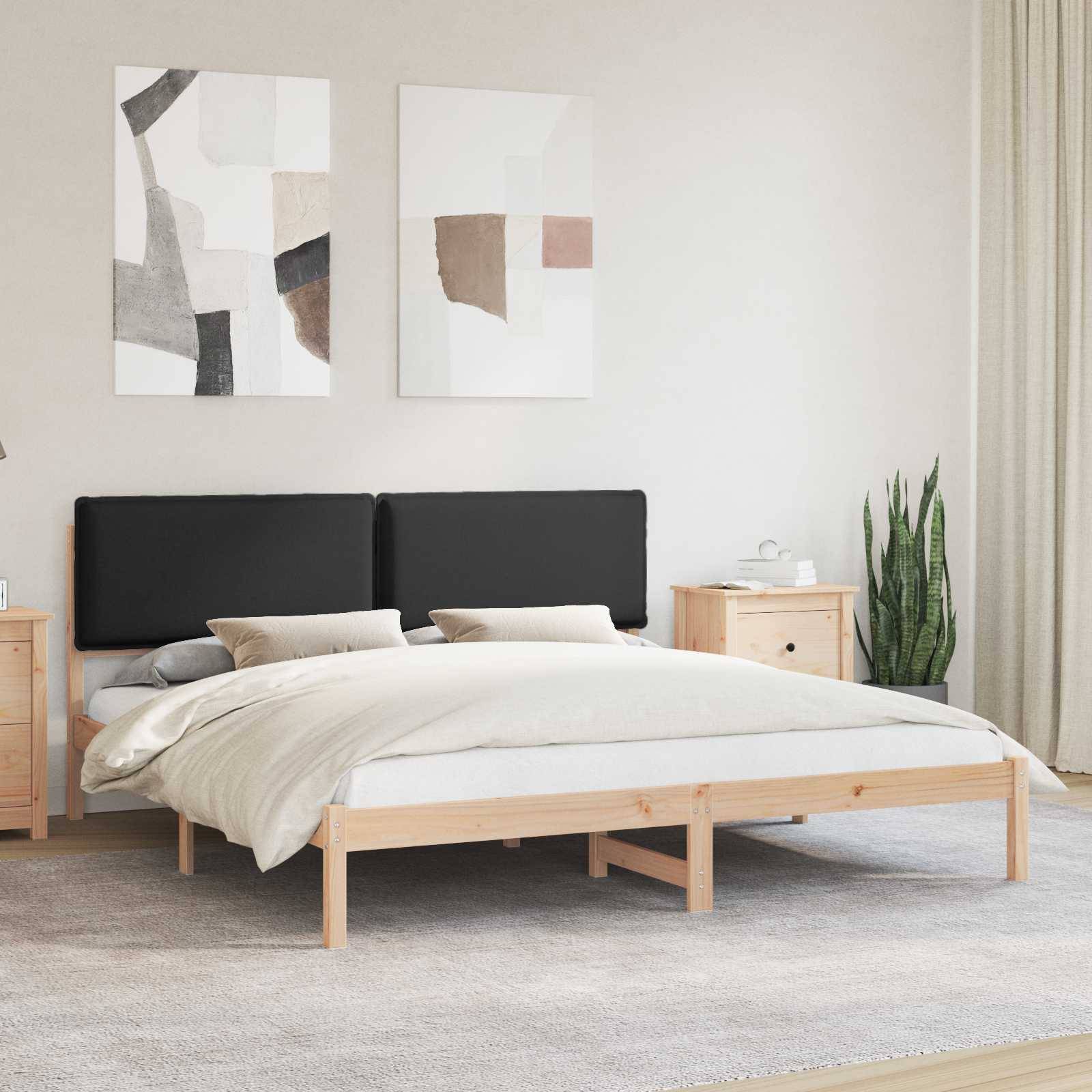 vidaXL Bettgestell mit gepolstertem Kopfteil Schwarz 200 x 200 cm