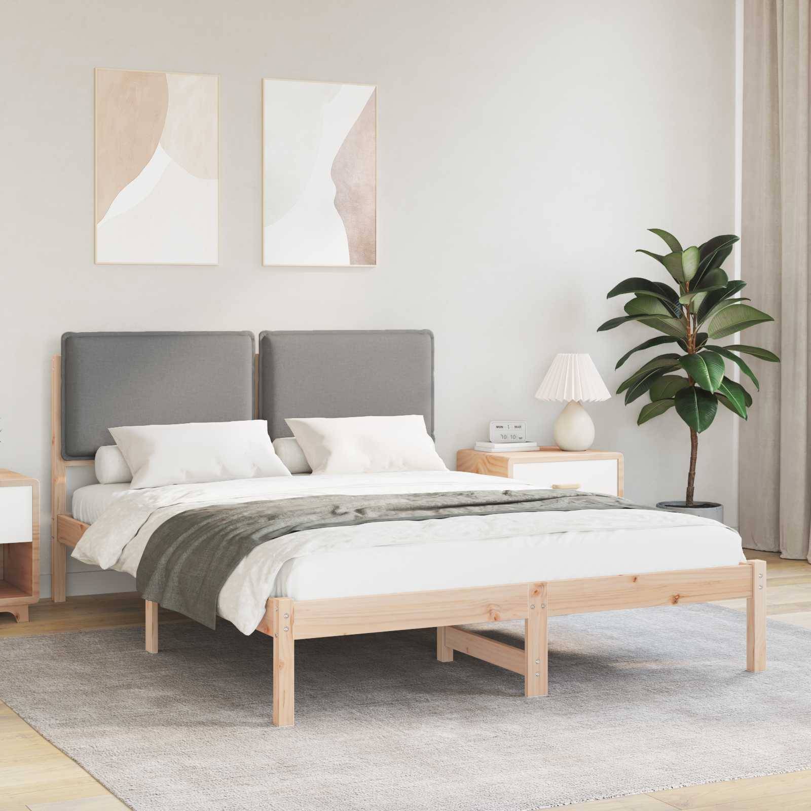 vidaXL Bettgestell mit gepolstertem Kopfteil Hellgrau 140 x 190 cm