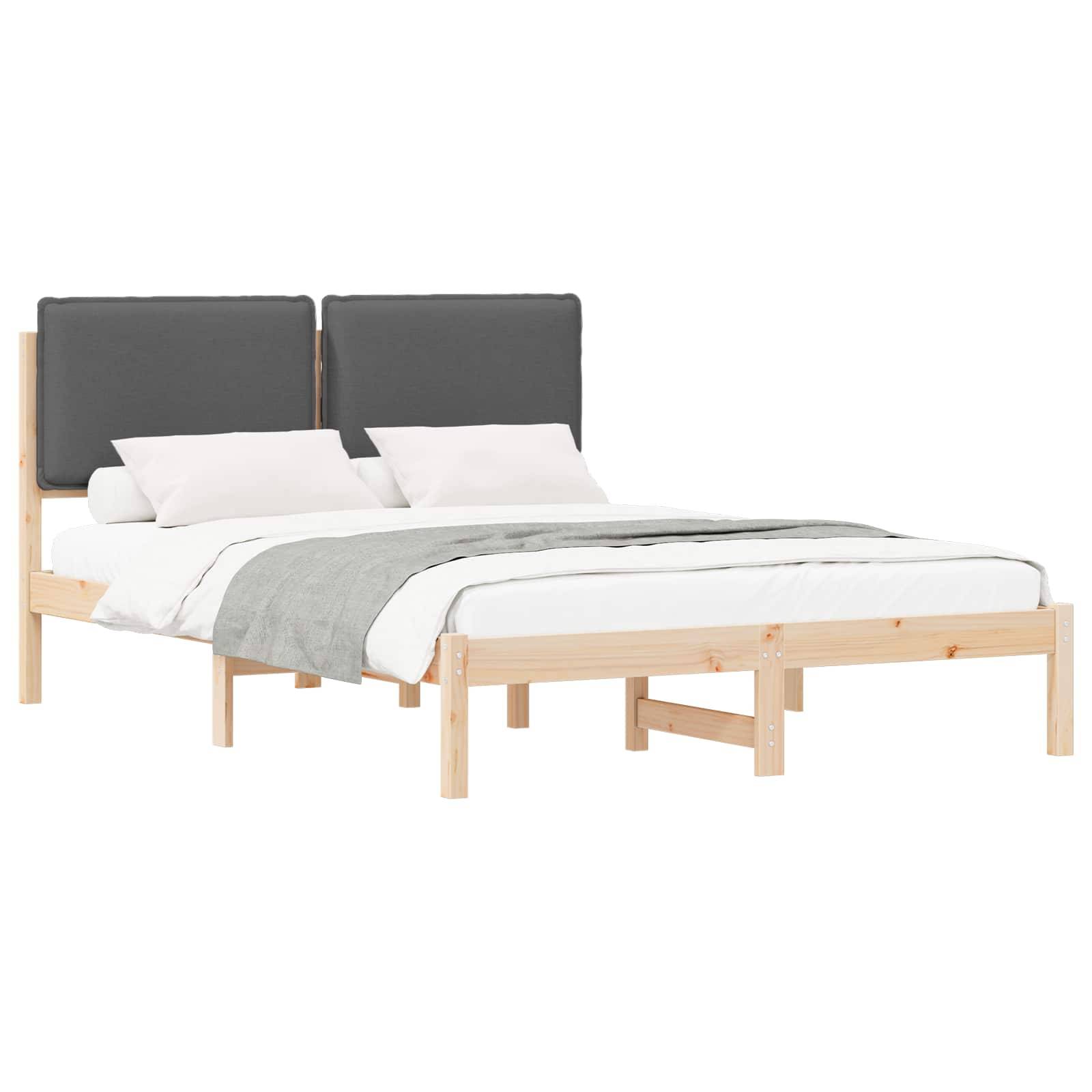 vidaXL Bettgestell mit gepolstertem Kopfteil Dunkelgrau 140 x 200 cm