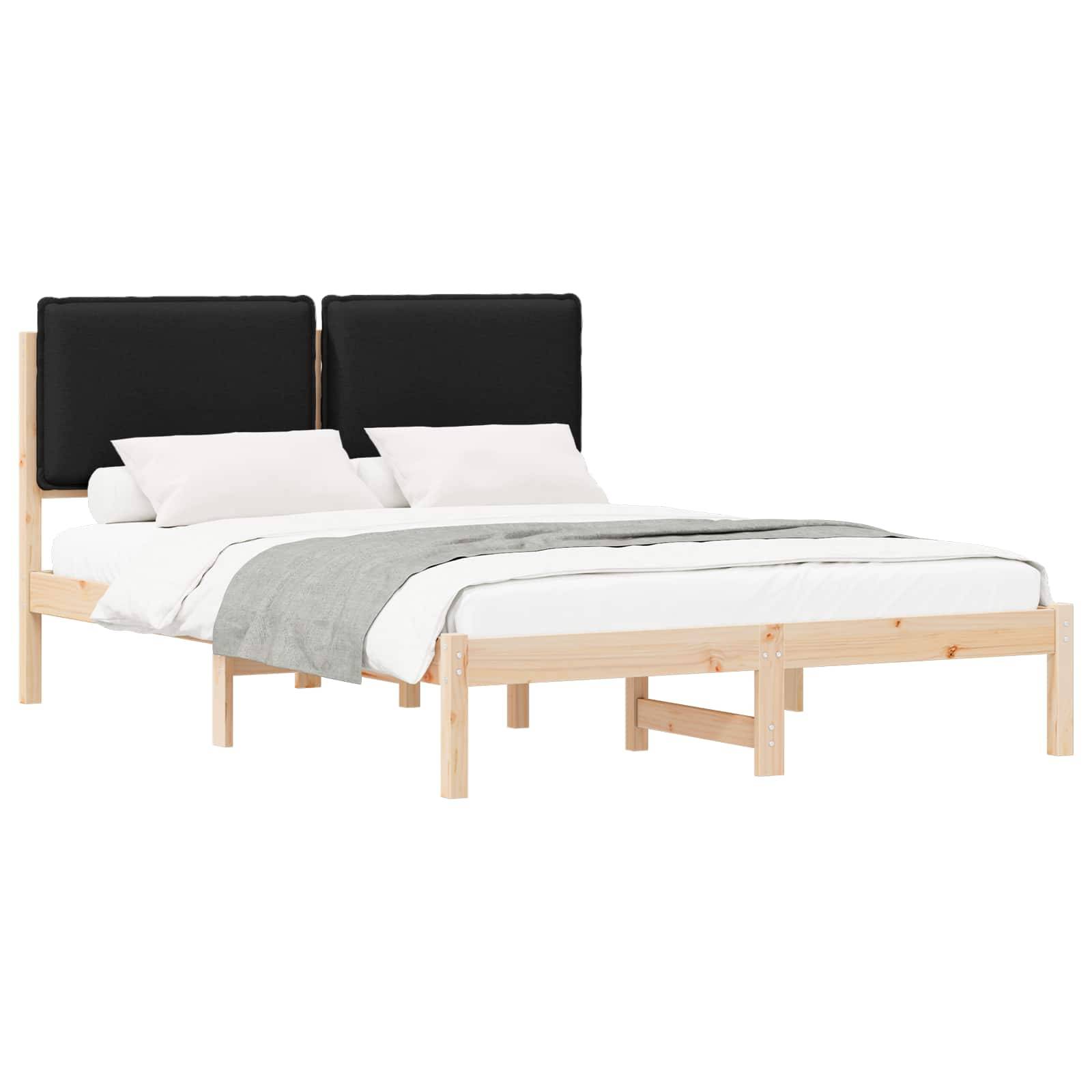 vidaXL Bettgestell mit gepolstertem Kopfteil Schwarz 160 x 200 cm