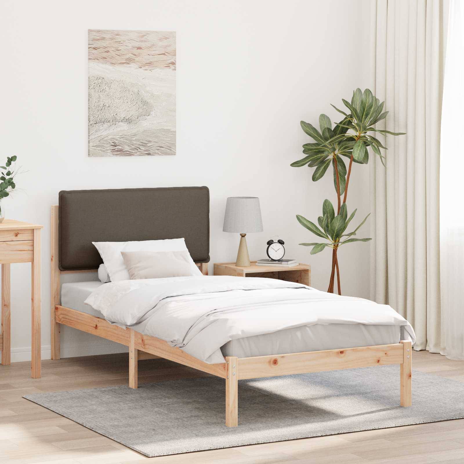 vidaXL Bettgestell mit gepolstertem Kopfteil Taupe 90 x 190 cm