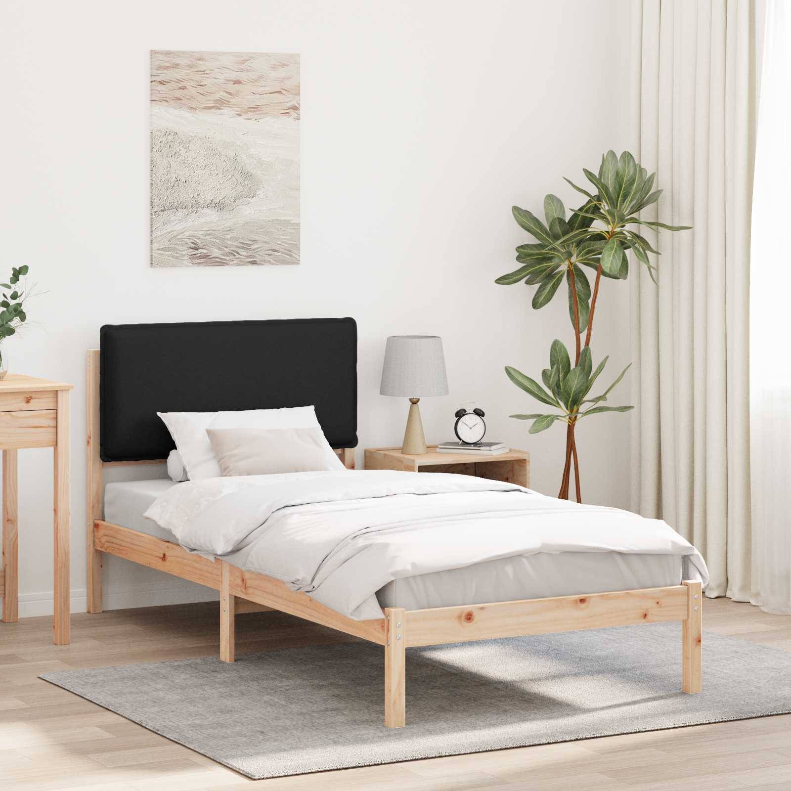 vidaXL Bettgestell mit gepolstertem Kopfteil Schwarz 75 x 190 cm