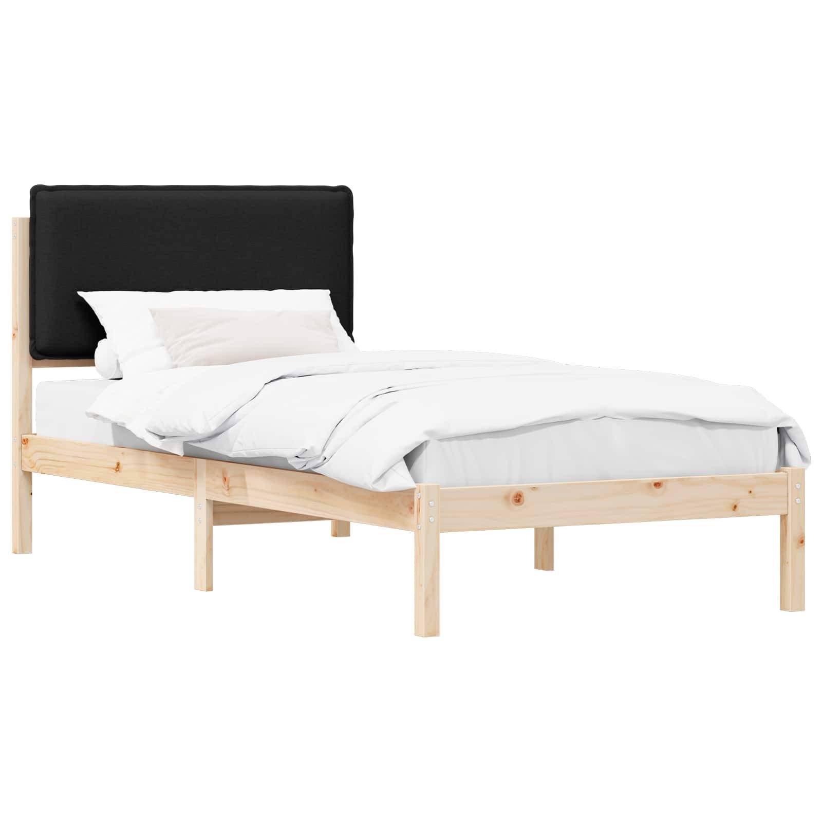 vidaXL Bettgestell mit gepolstertem Kopfteil Schwarz 90 x 200 cm