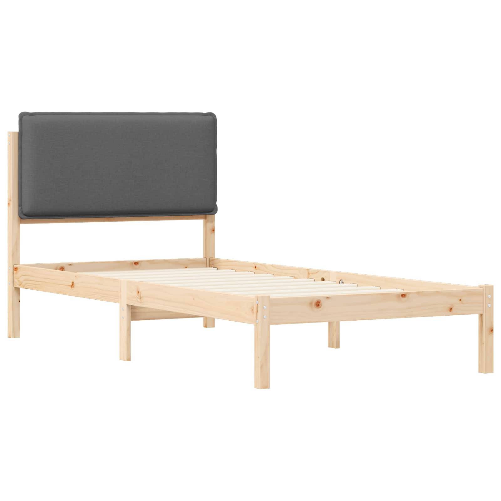 vidaXL Bettgestell mit gepolstertem Kopfteil Dunkelgrau 90 x 190 cm