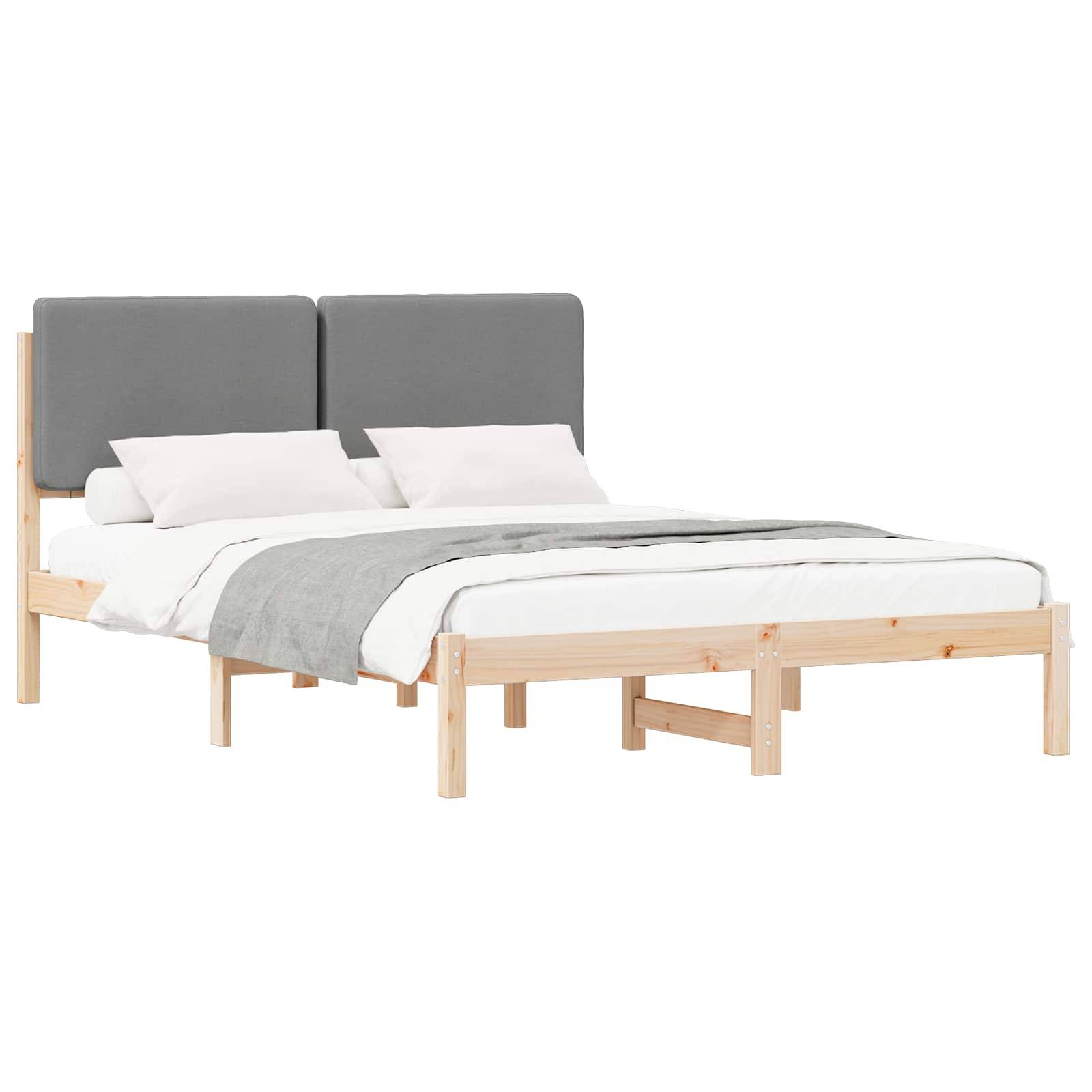 vidaXL Bettgestell mit gepolstertem Kopfteil Hellgrau 160 x 200 cm