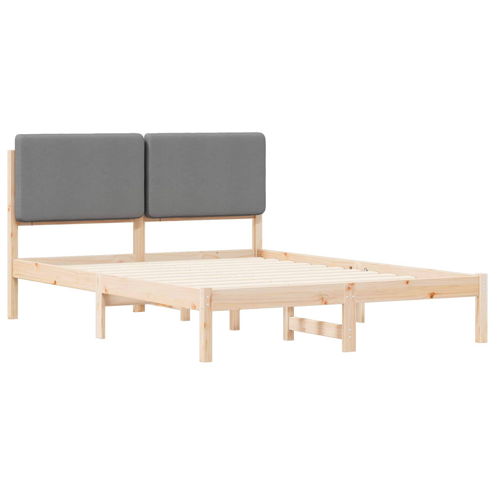 vidaXL Bettgestell mit gepolstertem Kopfteil Hellgrau 160 x 200 cm