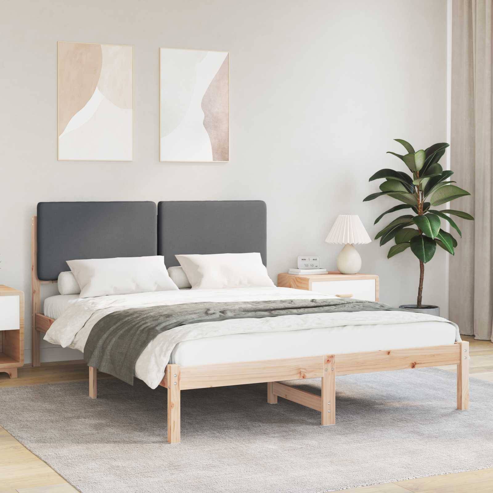 vidaXL Bettgestell mit gepolstertem Kopfteil Dunkelgrau 160 x 200 cm