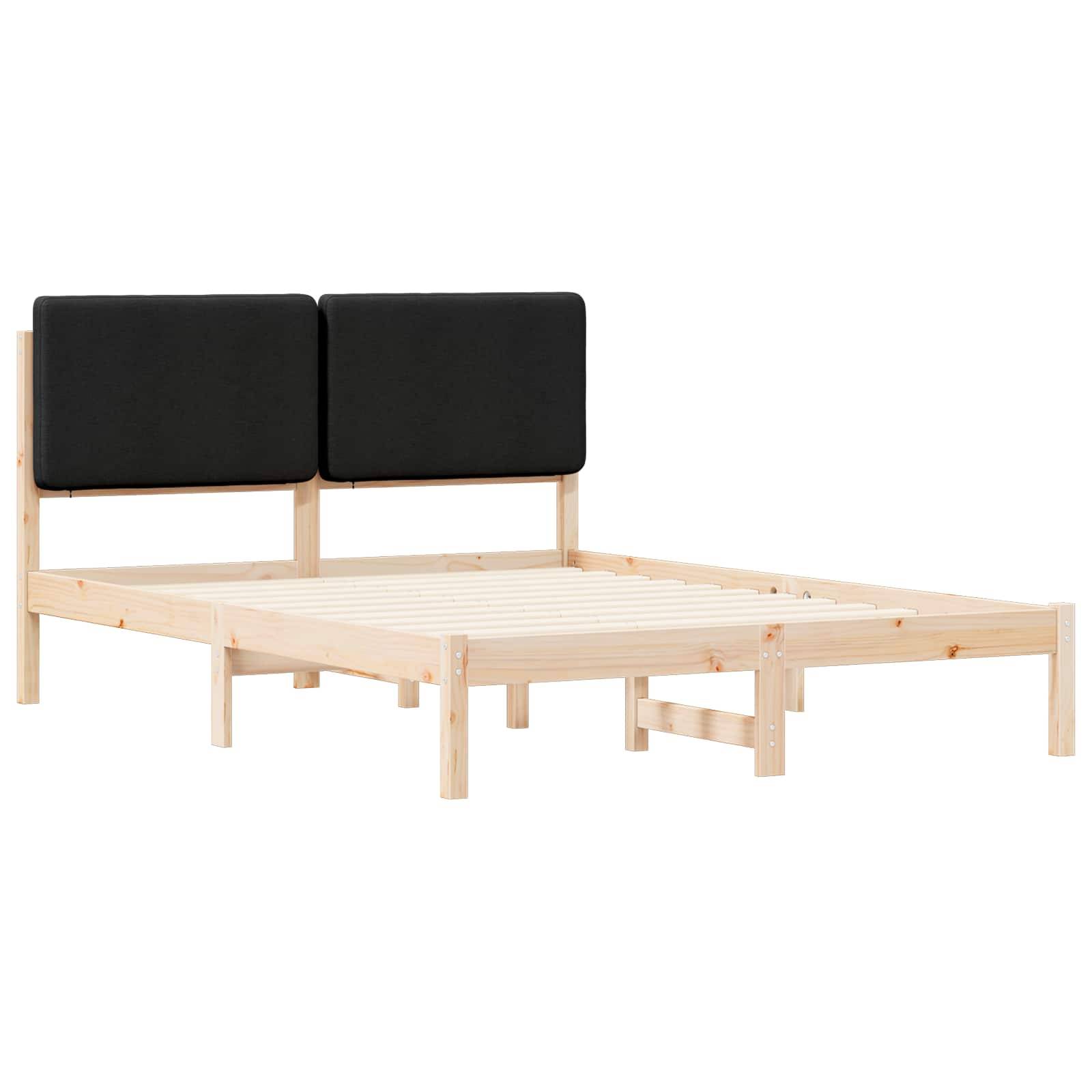 vidaXL Bettgestell mit gepolstertem Kopfteil Schwarz 140 x 190 cm