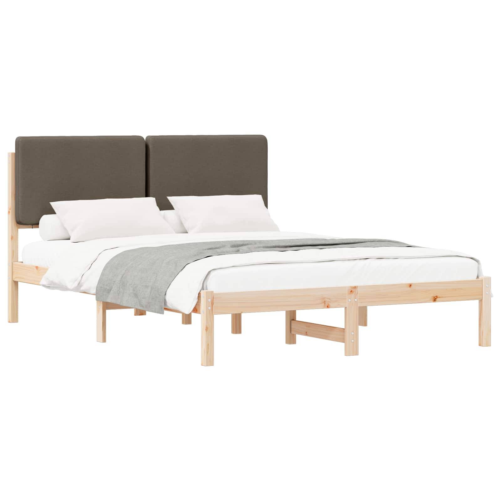 vidaXL Bettgestell mit gepolstertem Kopfteil Taupe 140 x 200 cm