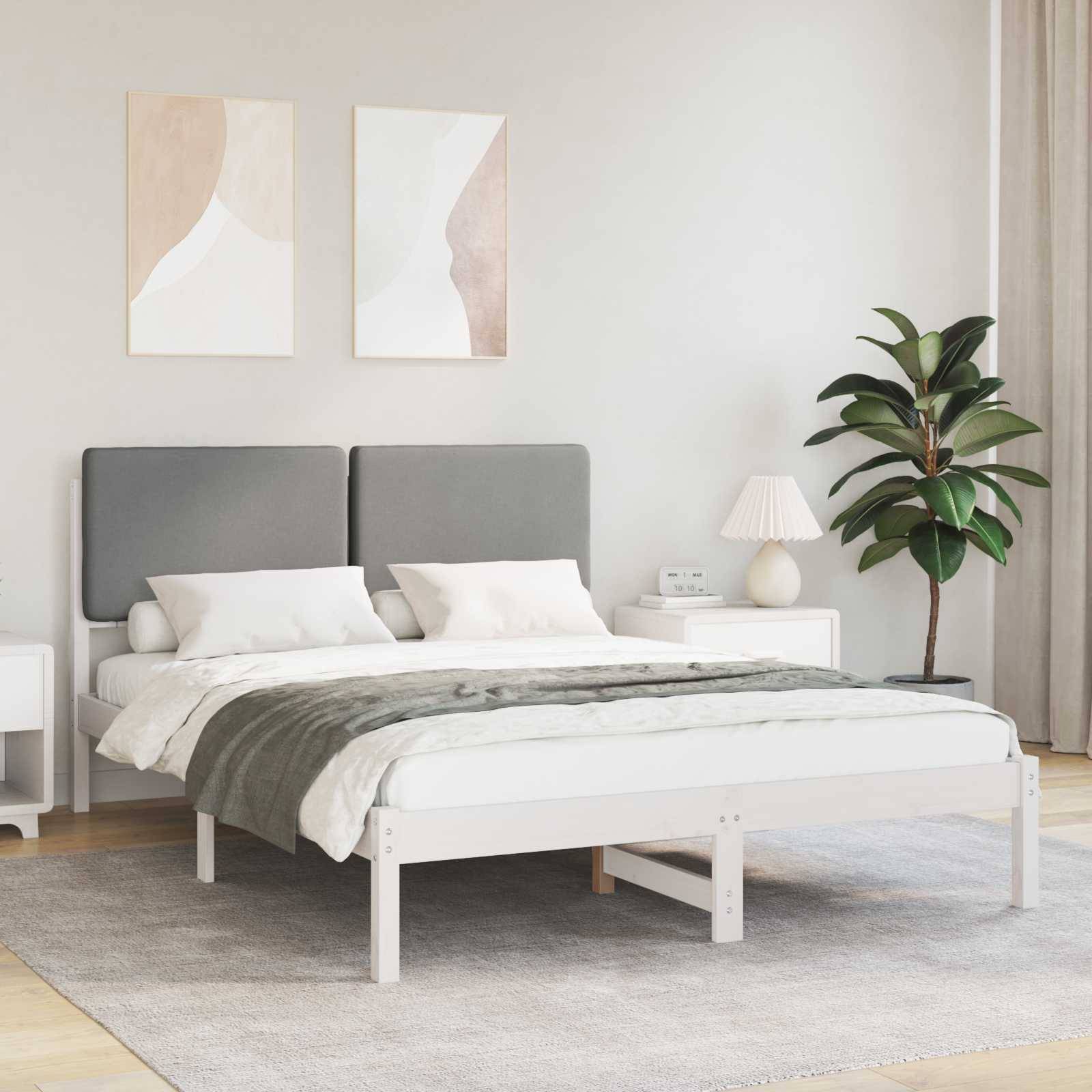 vidaXL Bettgestell mit gepolstertem Kopfteil Hellgrau 160 x 200 cm