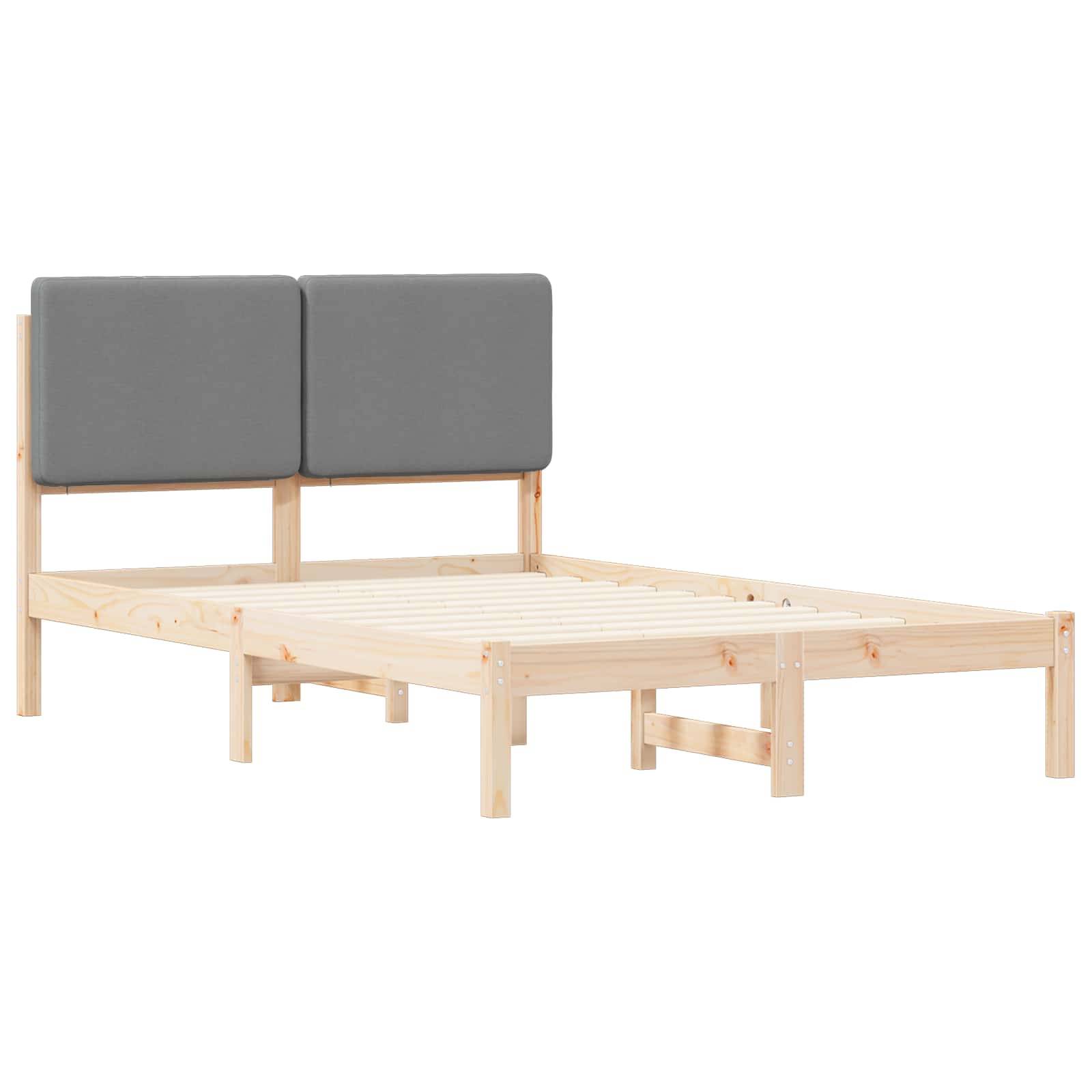 vidaXL Bettgestell mit gepolstertem Kopfteil Hellgrau 135 x 190 cm
