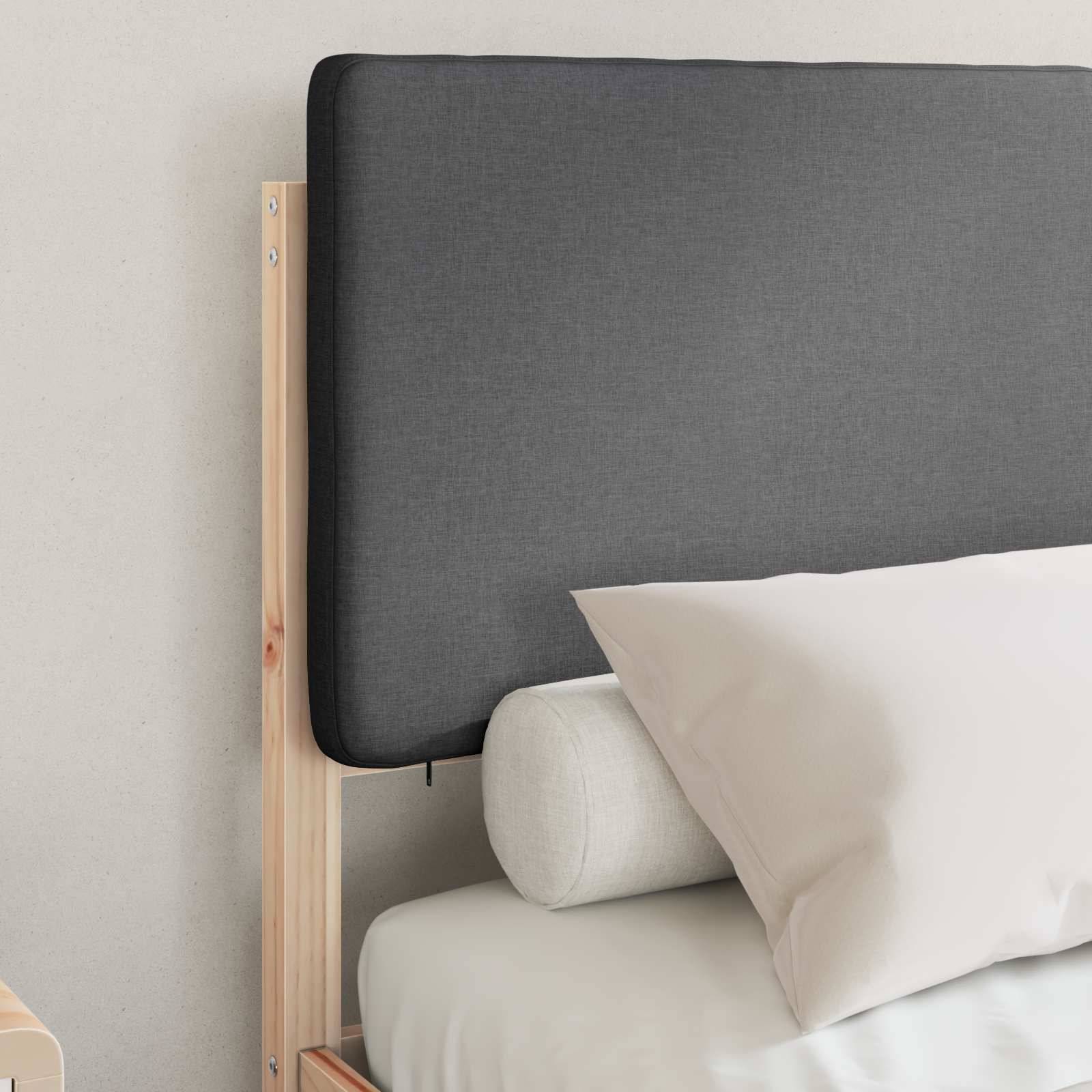 vidaXL Bettgestell mit gepolstertem Kopfteil Dunkelgrau 135 x 190 cm