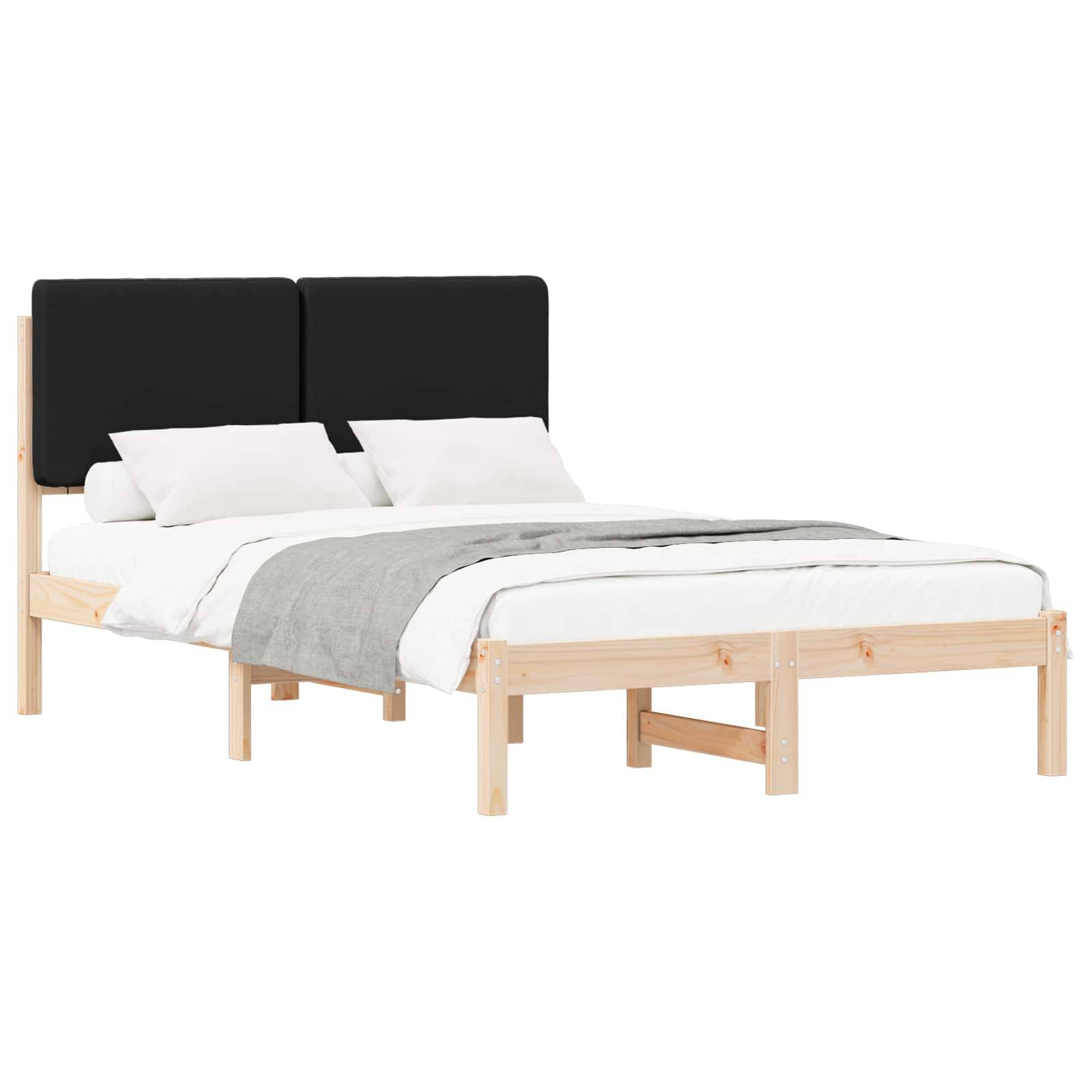 vidaXL Bettgestell mit gepolstertem Kopfteil Schwarz 135 x 190 cm
