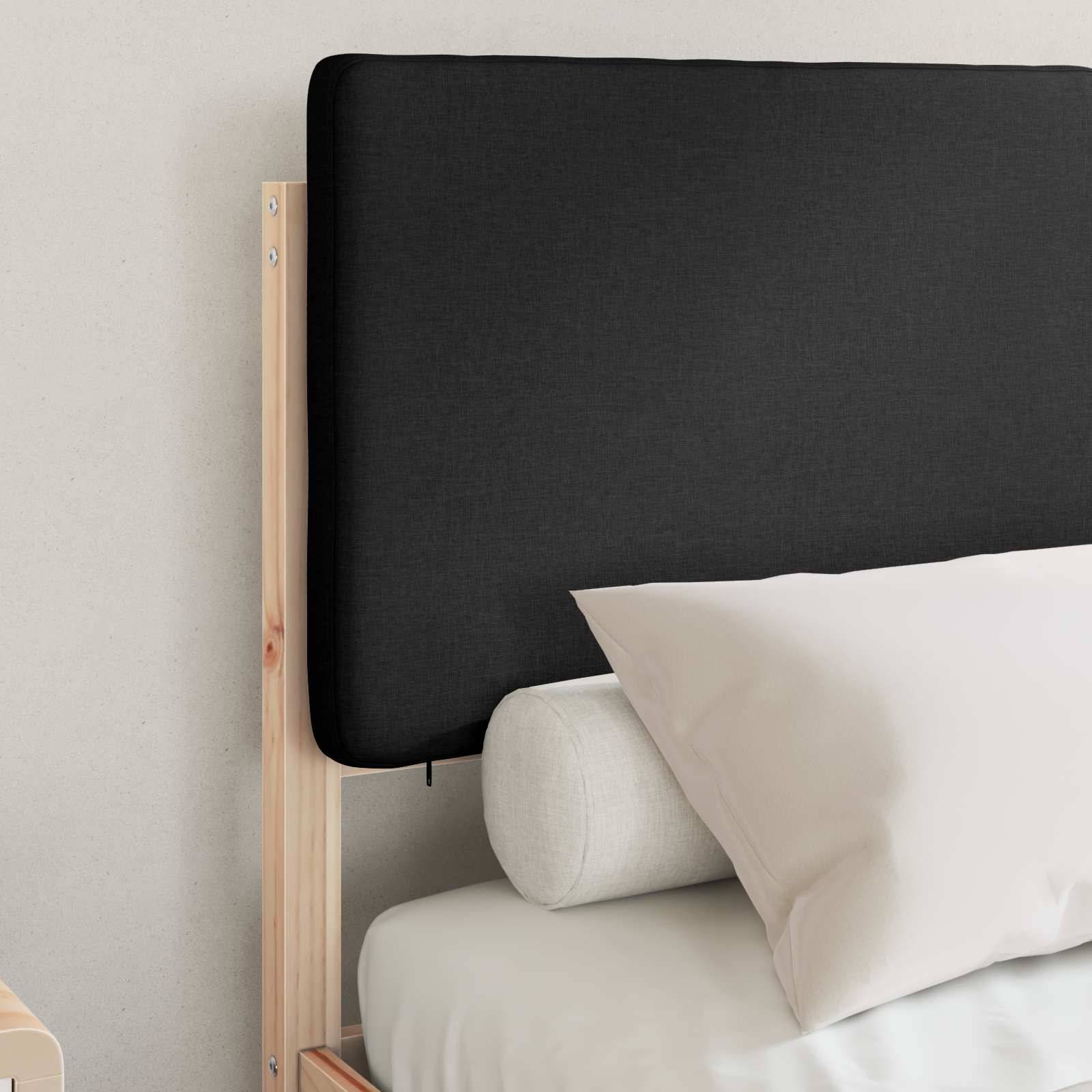 vidaXL Bettgestell mit gepolstertem Kopfteil Schwarz 135 x 190 cm
