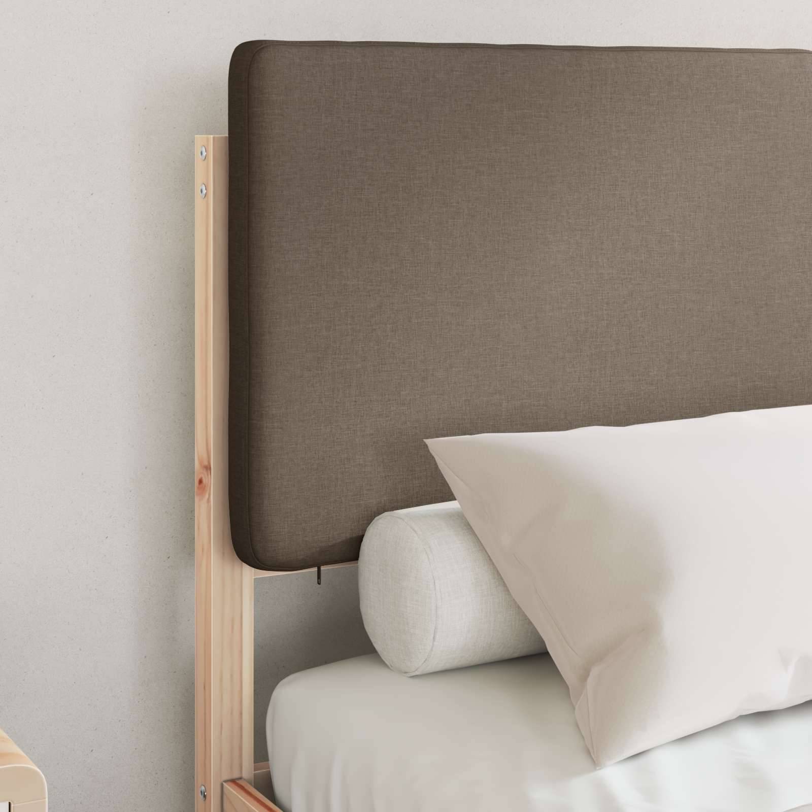 vidaXL Bettgestell mit gepolstertem Kopfteil Taupe 120 x 200 cm