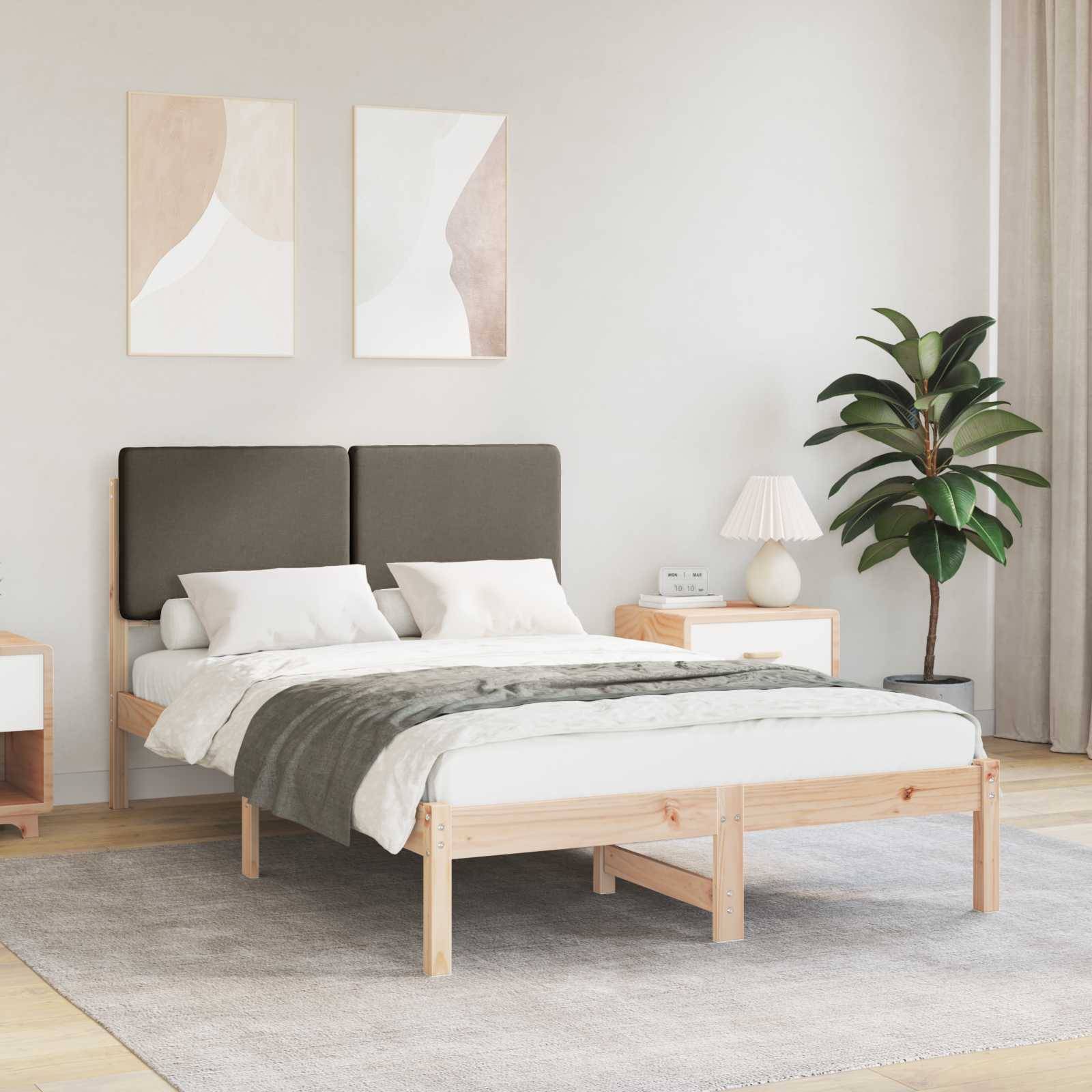 vidaXL Bettgestell mit gepolstertem Kopfteil Taupe 120 x 200 cm