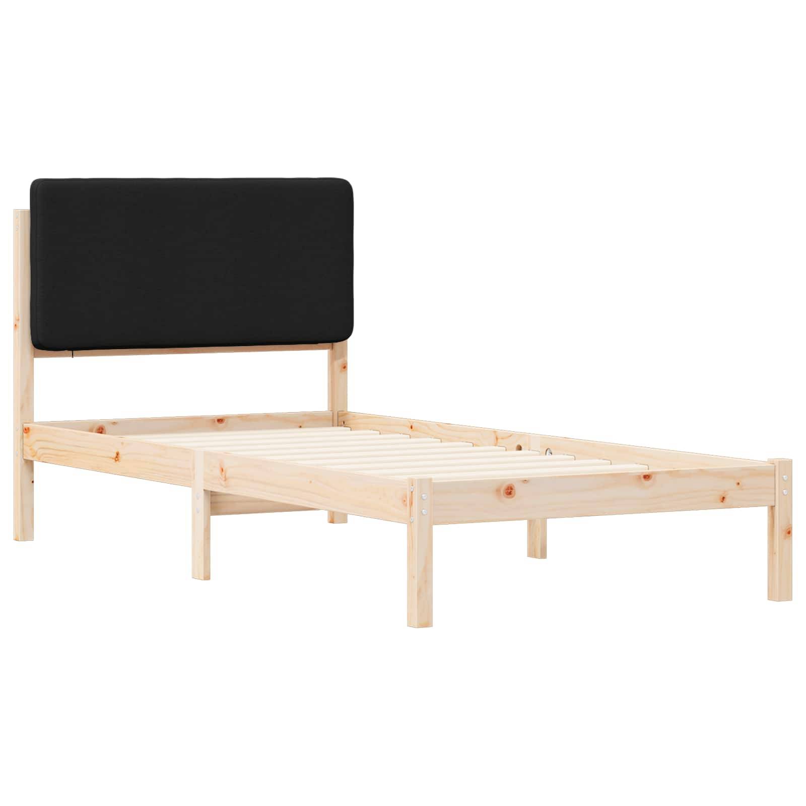 vidaXL Bettgestell mit gepolstertem Kopfteil Schwarz 75 x 190 cm